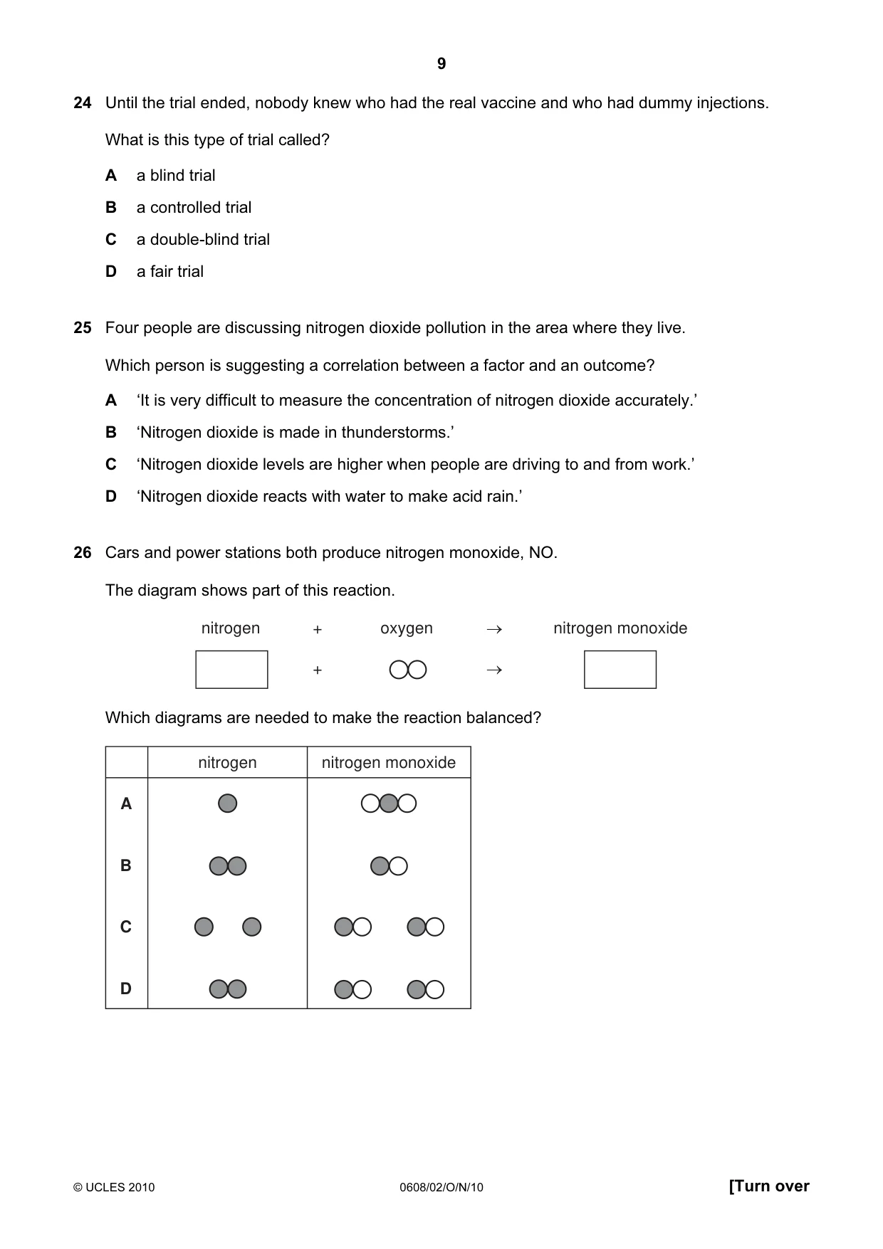 Cambridge IGCSE Twenty-First Century Science 0608 2010 Oct/Nov Paper 2 · Variant 1 question paper, page 9 of 16