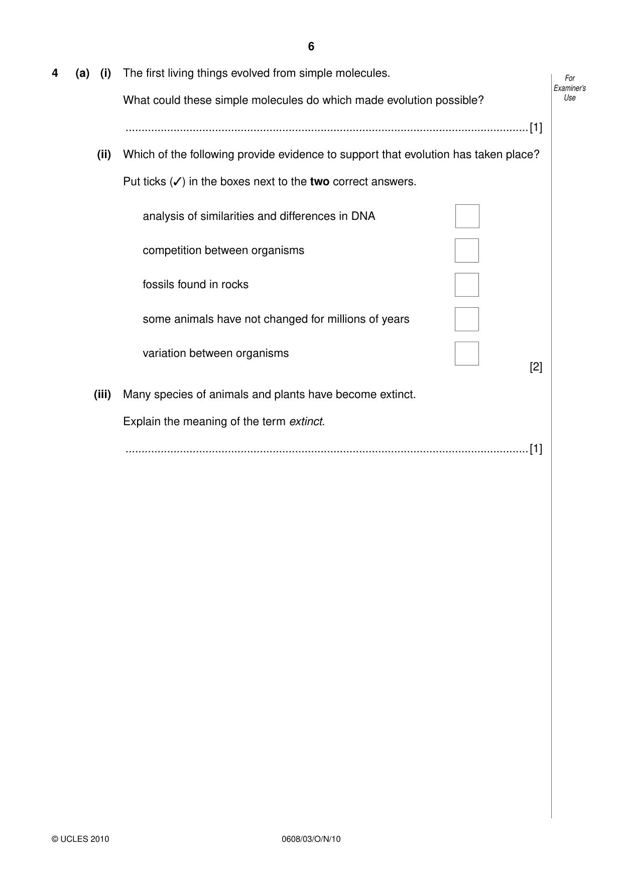 Cambridge IGCSE Twenty-First Century Science 0608 2010 Oct/Nov Paper 3 · Variant 1 question paper, page 6 of 16
