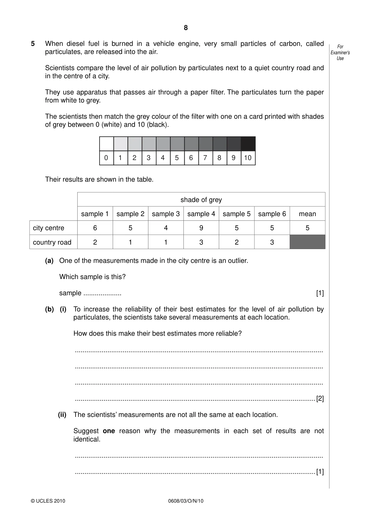 Cambridge IGCSE Twenty-First Century Science 0608 2010 Oct/Nov Paper 3 · Variant 1 question paper, page 8 of 16