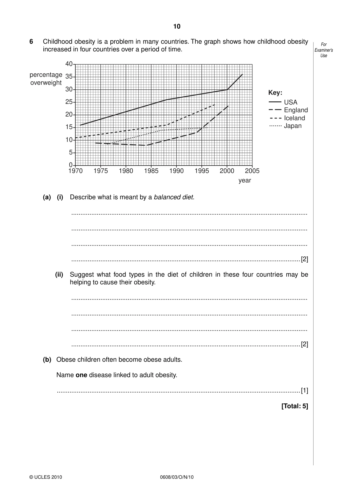 Cambridge IGCSE Twenty-First Century Science 0608 2010 Oct/Nov Paper 3 · Variant 1 question paper, page 10 of 16