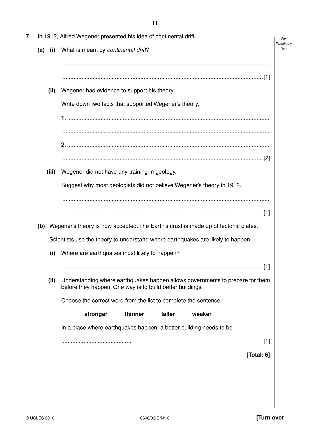 Cambridge IGCSE Twenty-First Century Science 0608 2010 Oct/Nov Paper 3 · Variant 1 question paper, page 11 of 16