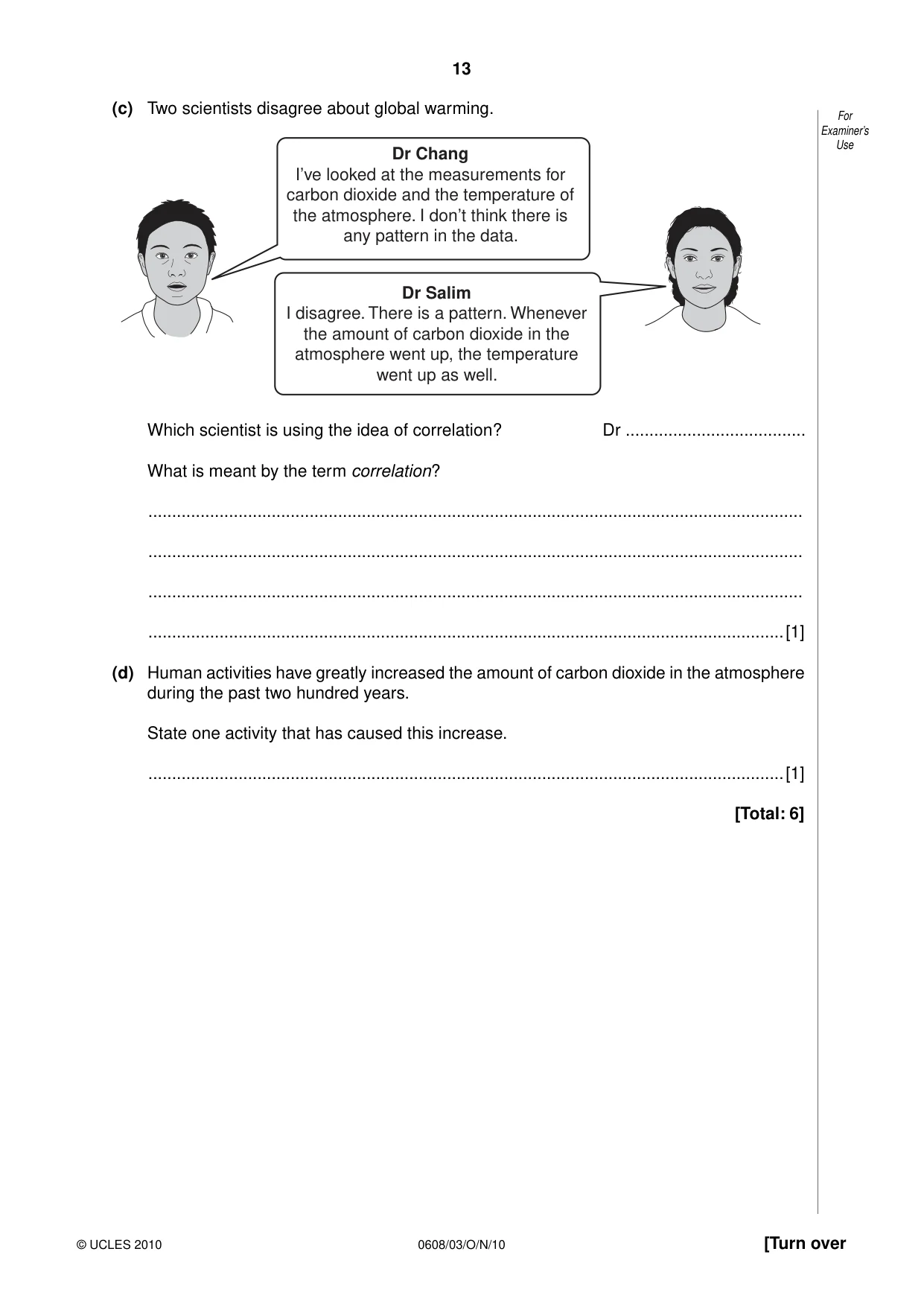 Cambridge IGCSE Twenty-First Century Science 0608 2010 Oct/Nov Paper 3 · Variant 1 question paper, page 13 of 16