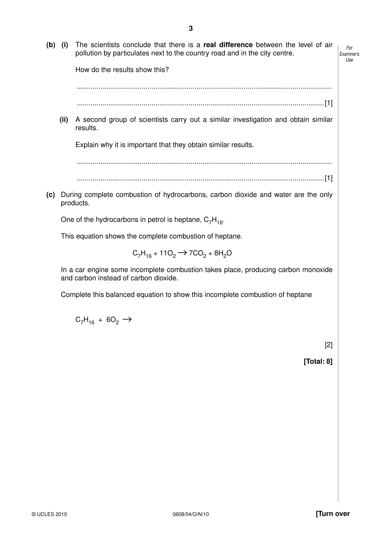Cambridge IGCSE Twenty-First Century Science 0608 2010 Oct/Nov Paper 4 · Variant 1 question paper, page 3 of 16