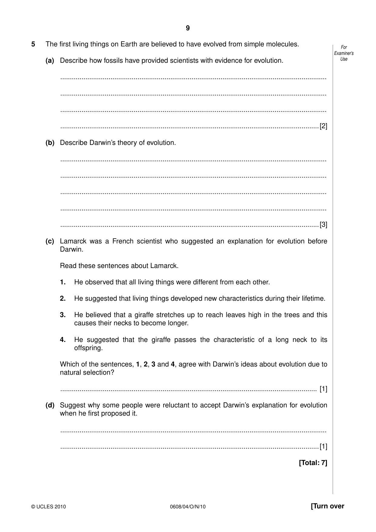 Cambridge IGCSE Twenty-First Century Science 0608 2010 Oct/Nov Paper 4 · Variant 1 question paper, page 9 of 16