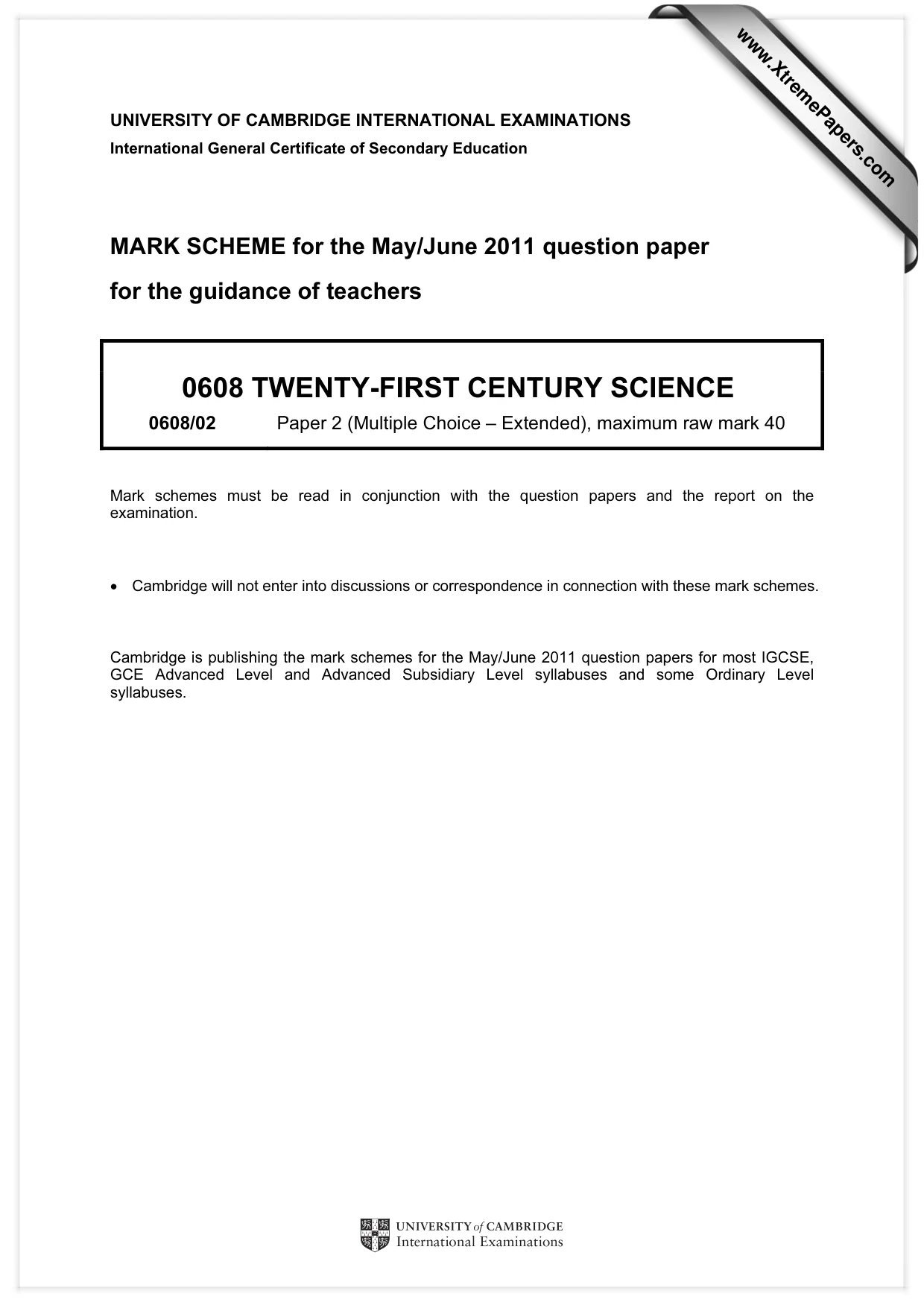Mark scheme, page 1 of 2