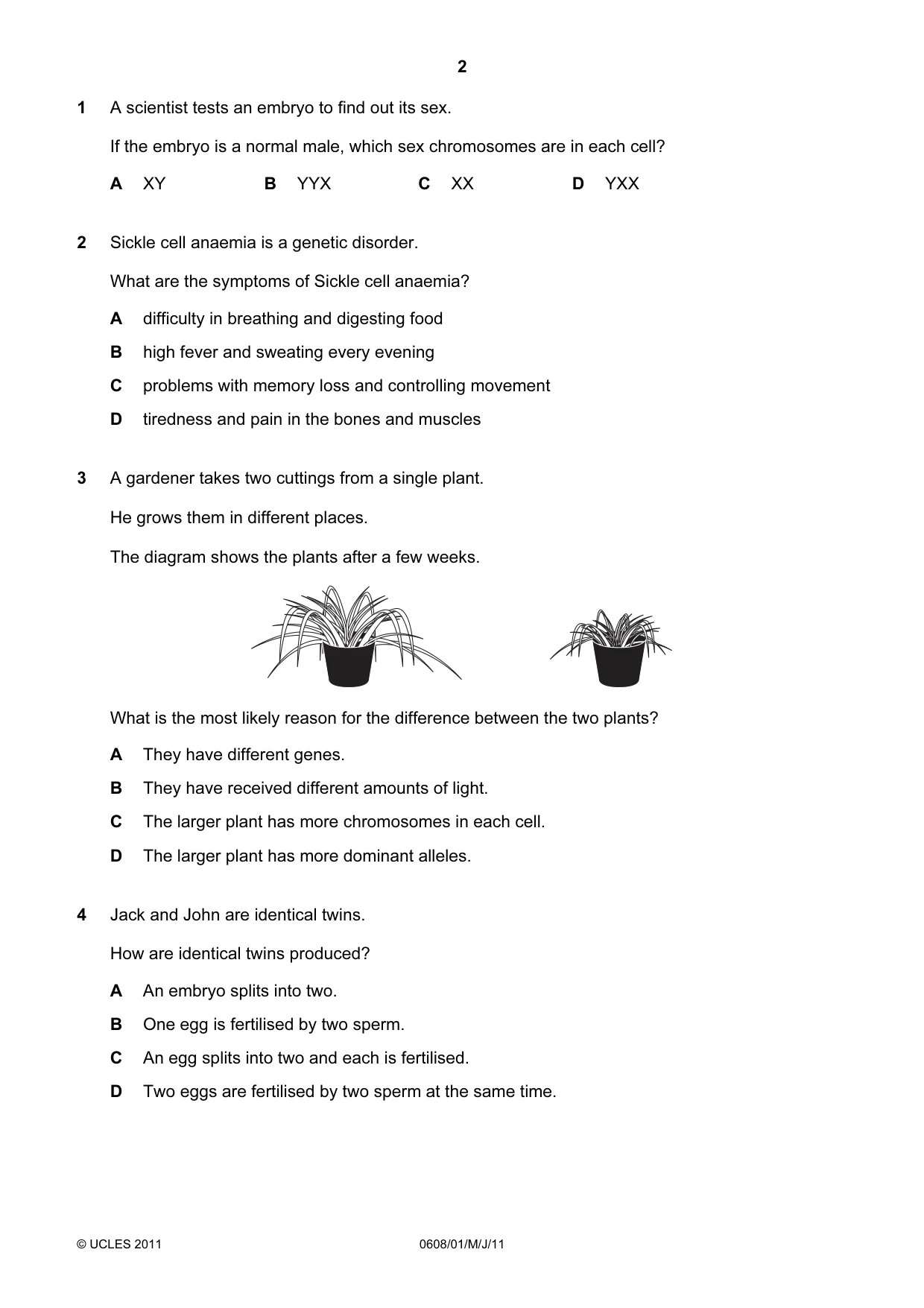 Cambridge IGCSE Twenty-First Century Science 0608 2011 May/June Paper 1 · Variant 1 question paper, page 2 of 16