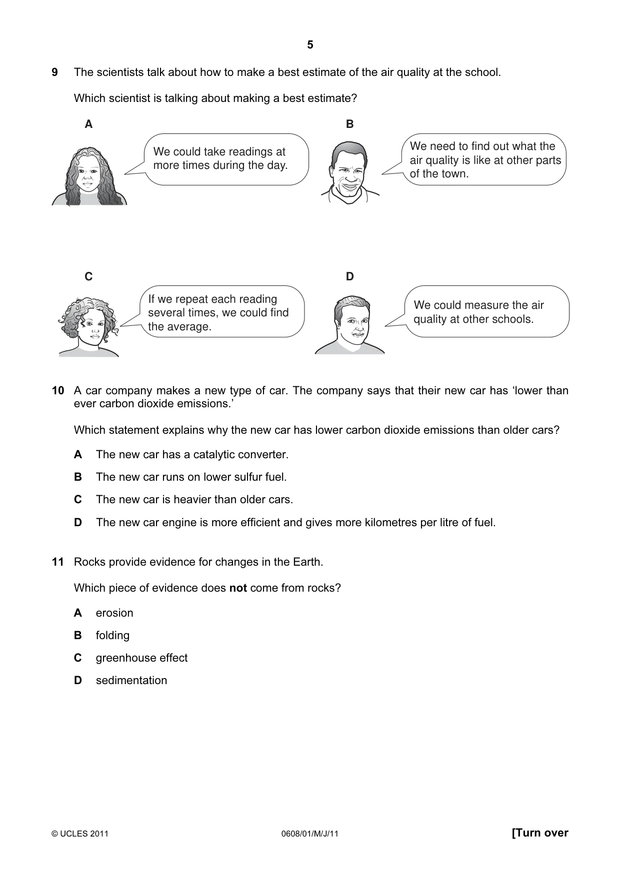 Cambridge IGCSE Twenty-First Century Science 0608 2011 May/June Paper 1 · Variant 1 question paper, page 5 of 16