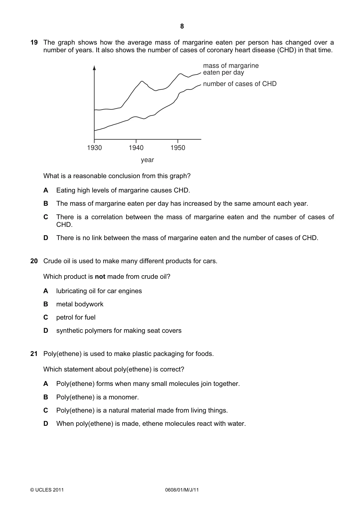 Cambridge IGCSE Twenty-First Century Science 0608 2011 May/June Paper 1 · Variant 1 question paper, page 8 of 16