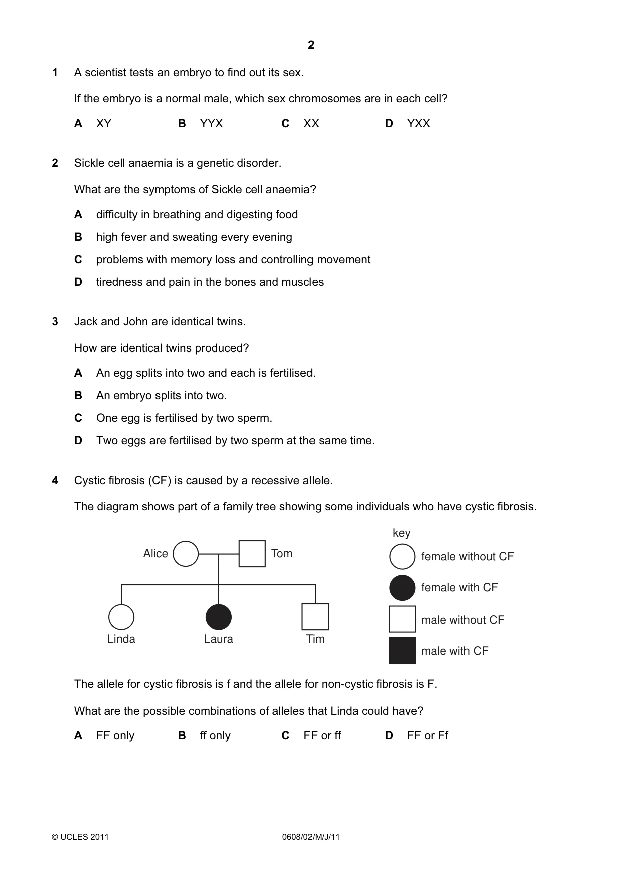Cambridge IGCSE Twenty-First Century Science 0608 2011 May/June Paper 2 · Variant 1 question paper, page 2 of 16