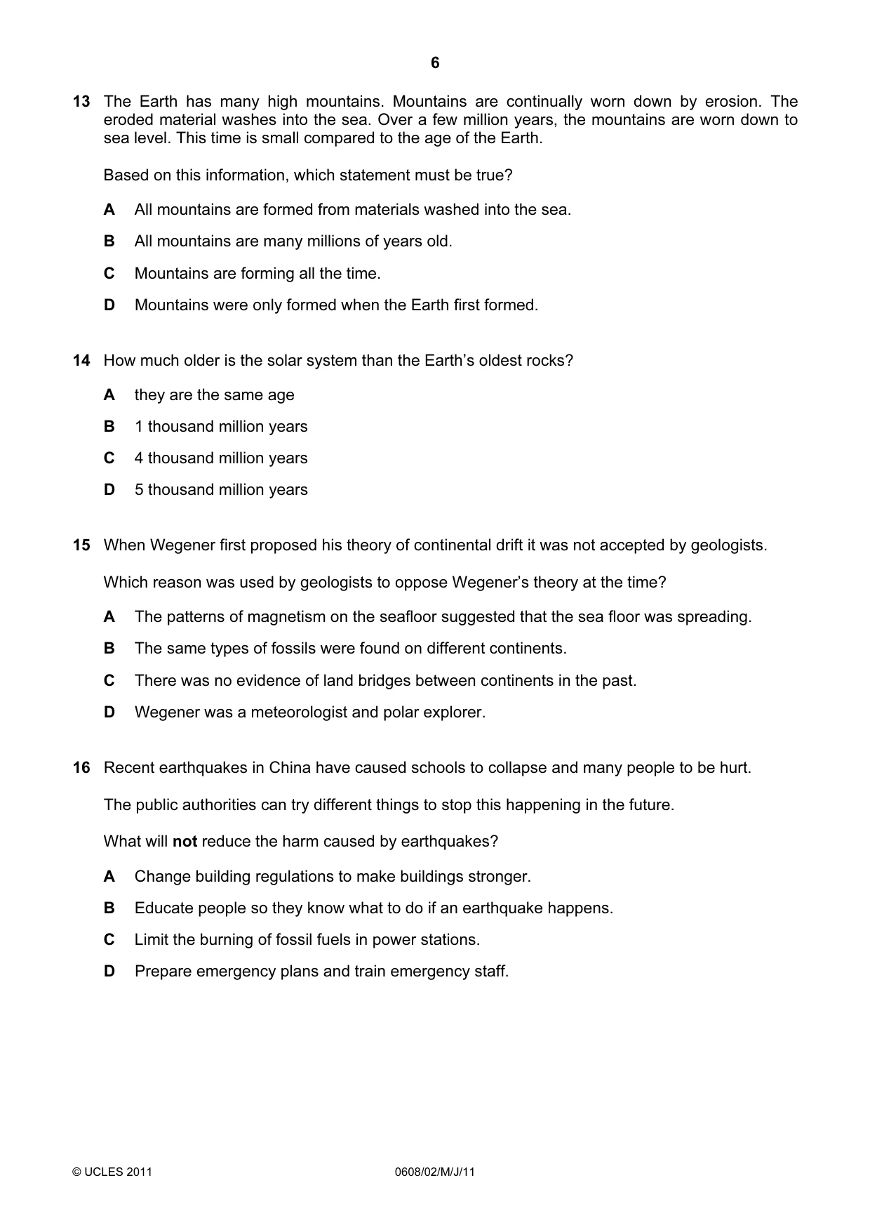 Cambridge IGCSE Twenty-First Century Science 0608 2011 May/June Paper 2 · Variant 1 question paper, page 6 of 16