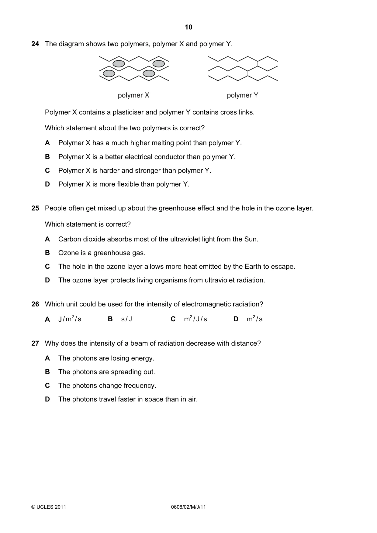 Cambridge IGCSE Twenty-First Century Science 0608 2011 May/June Paper 2 · Variant 1 question paper, page 10 of 16
