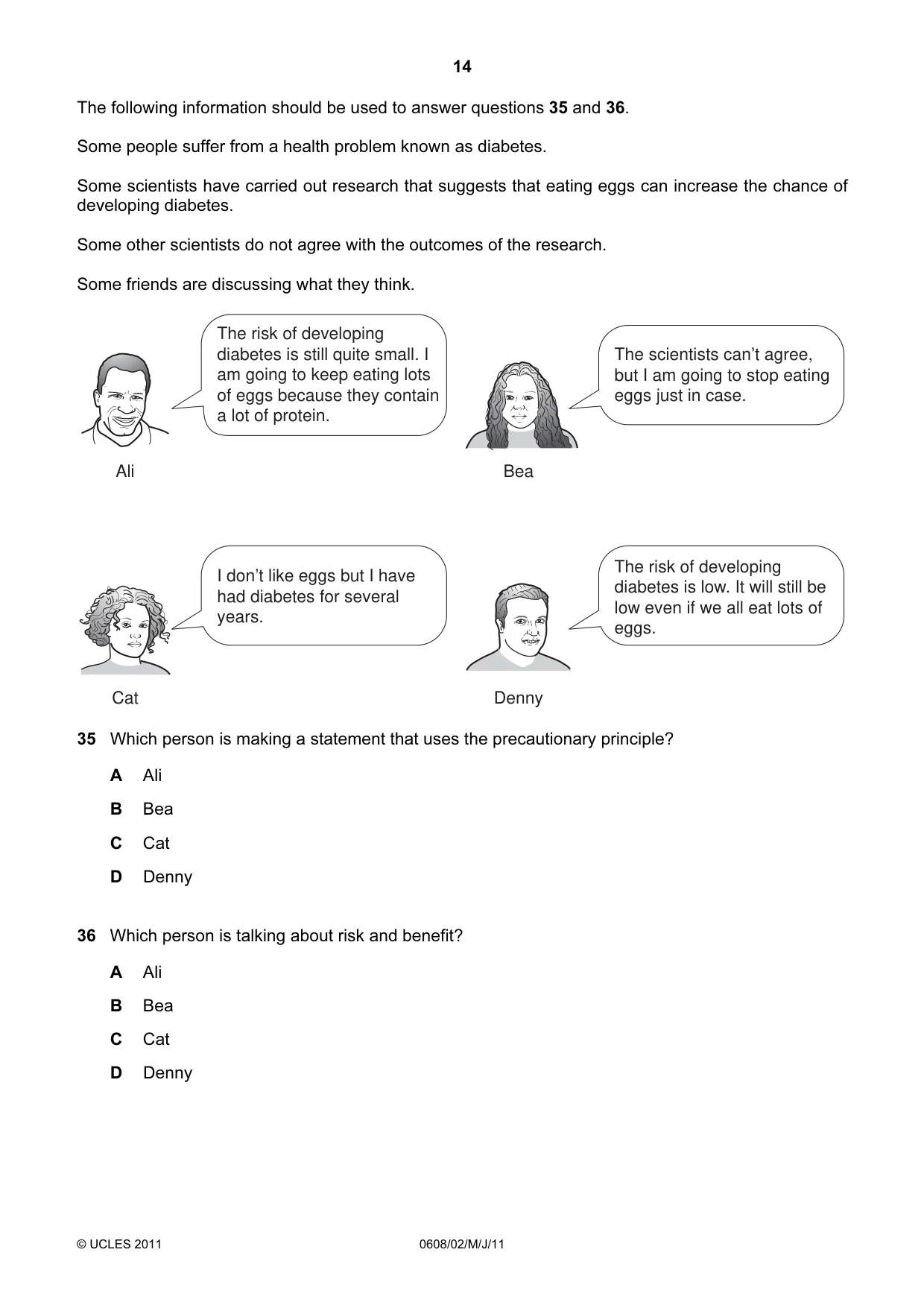 Cambridge IGCSE Twenty-First Century Science 0608 2011 May/June Paper 2 · Variant 1 question paper, page 14 of 16