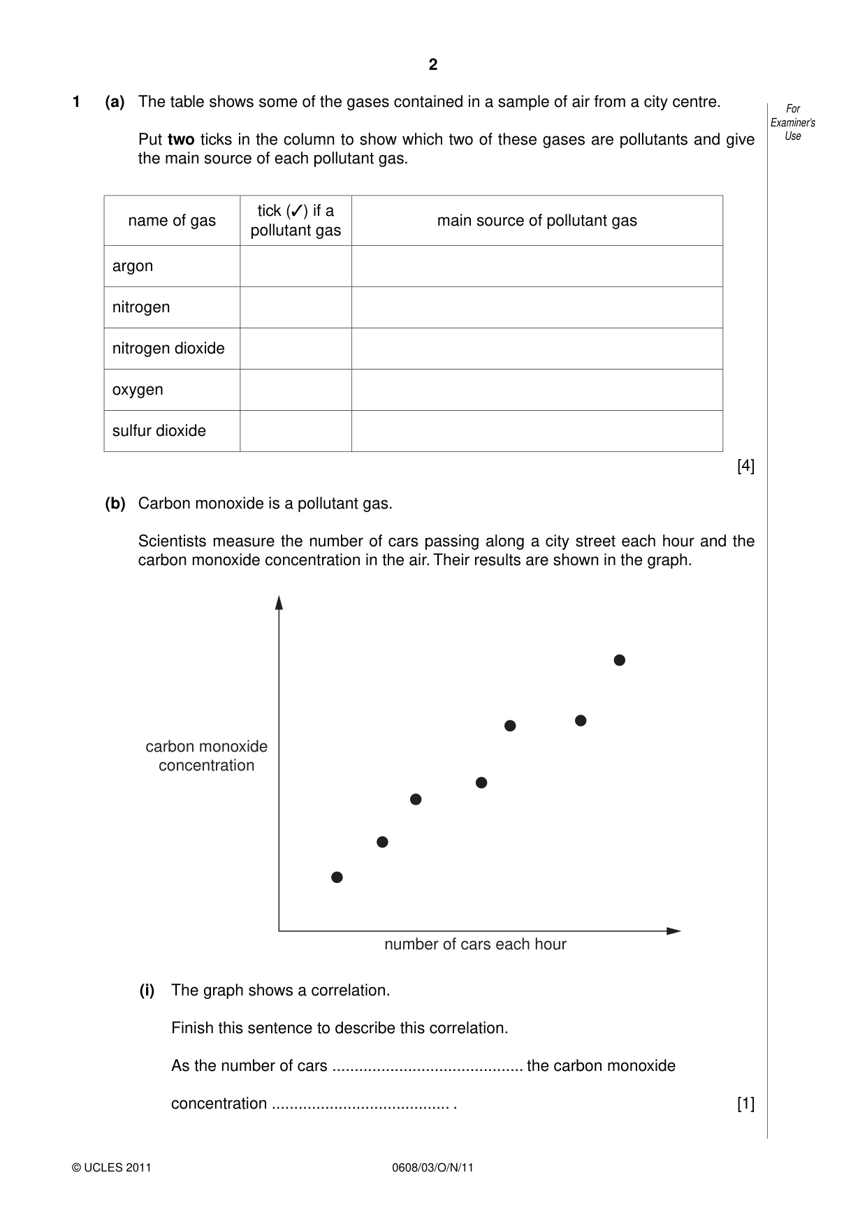 Cambridge IGCSE Twenty-First Century Science 0608 2011 May/June Paper 3 · Variant 1 question paper, page 2 of 16