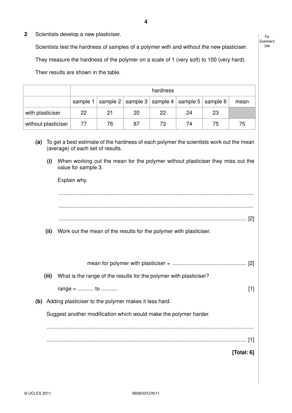 Cambridge IGCSE Twenty-First Century Science 0608 2011 May/June Paper 3 · Variant 1 question paper, page 4 of 16