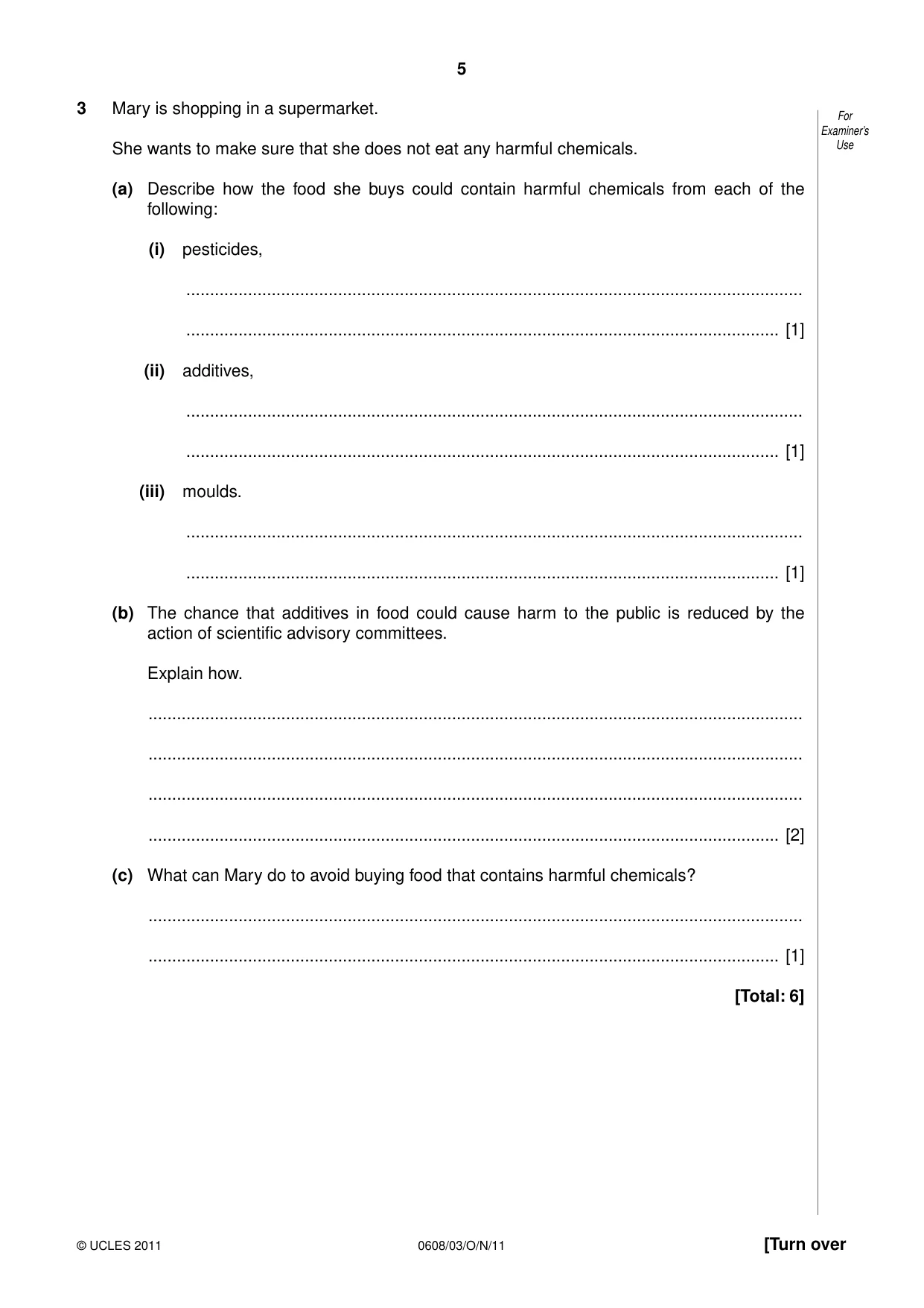 Cambridge IGCSE Twenty-First Century Science 0608 2011 May/June Paper 3 · Variant 1 question paper, page 5 of 16
