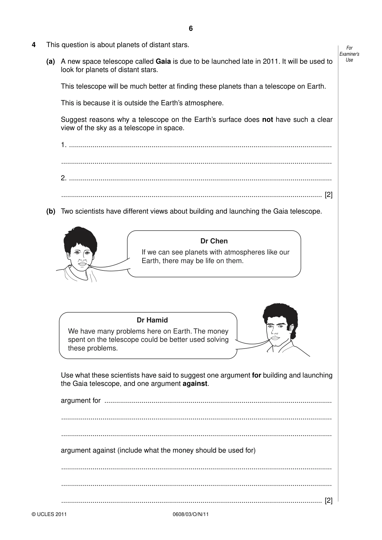 Cambridge IGCSE Twenty-First Century Science 0608 2011 May/June Paper 3 · Variant 1 question paper, page 6 of 16
