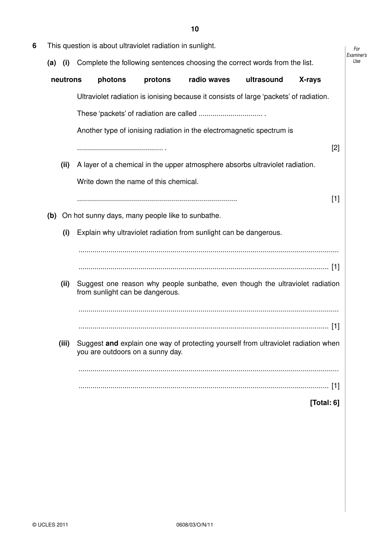 Cambridge IGCSE Twenty-First Century Science 0608 2011 May/June Paper 3 · Variant 1 question paper, page 10 of 16