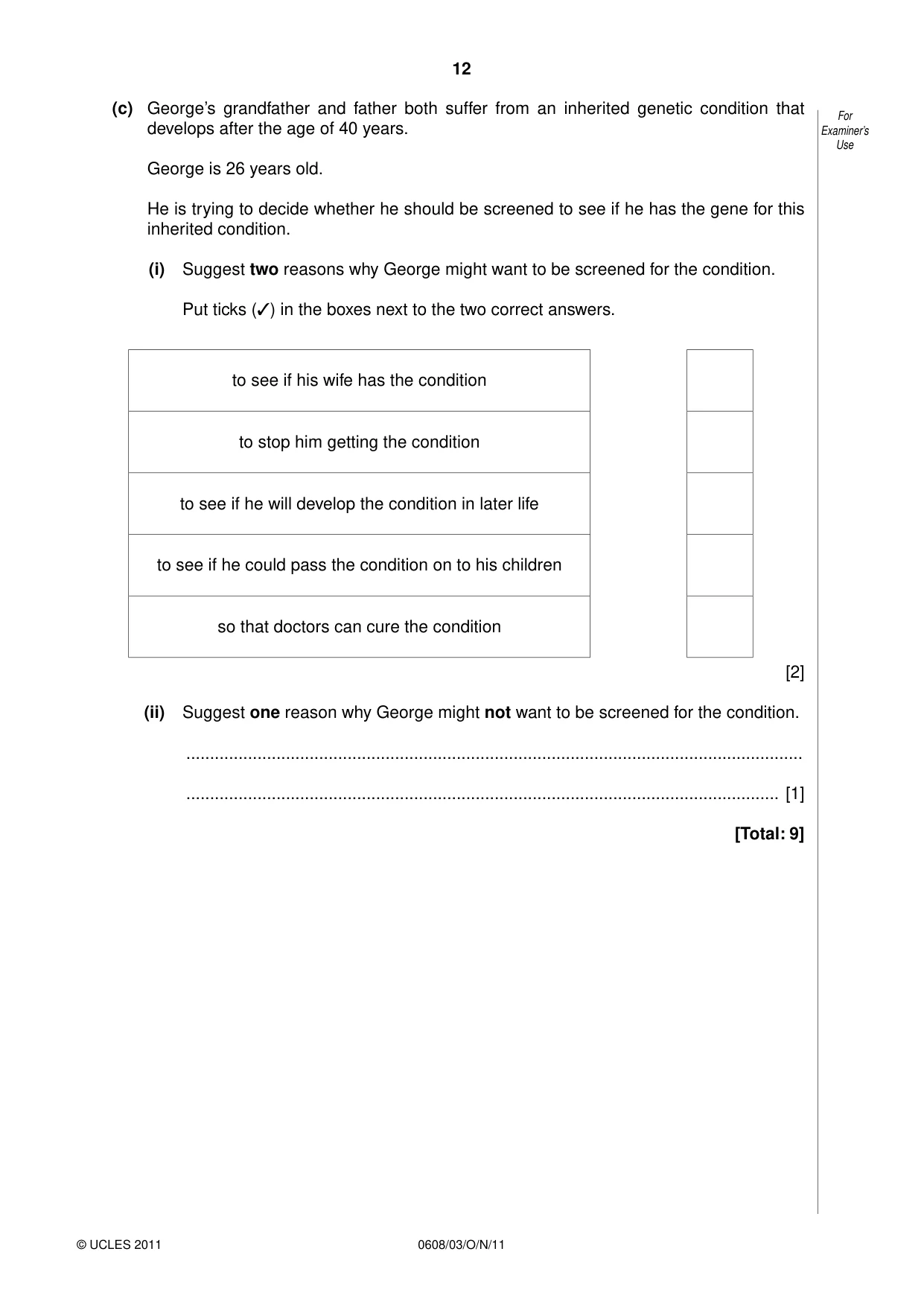 Cambridge IGCSE Twenty-First Century Science 0608 2011 May/June Paper 3 · Variant 1 question paper, page 12 of 16