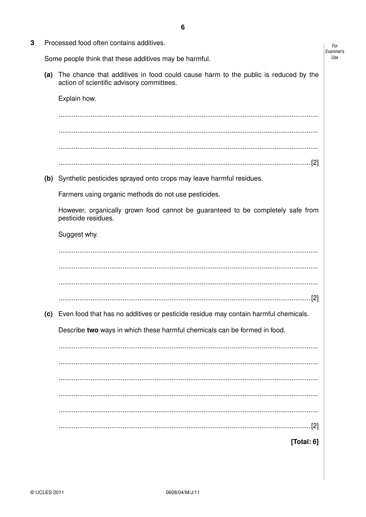 Cambridge IGCSE Twenty-First Century Science 0608 2011 May/June Paper 4 · Variant 1 question paper, page 6 of 16