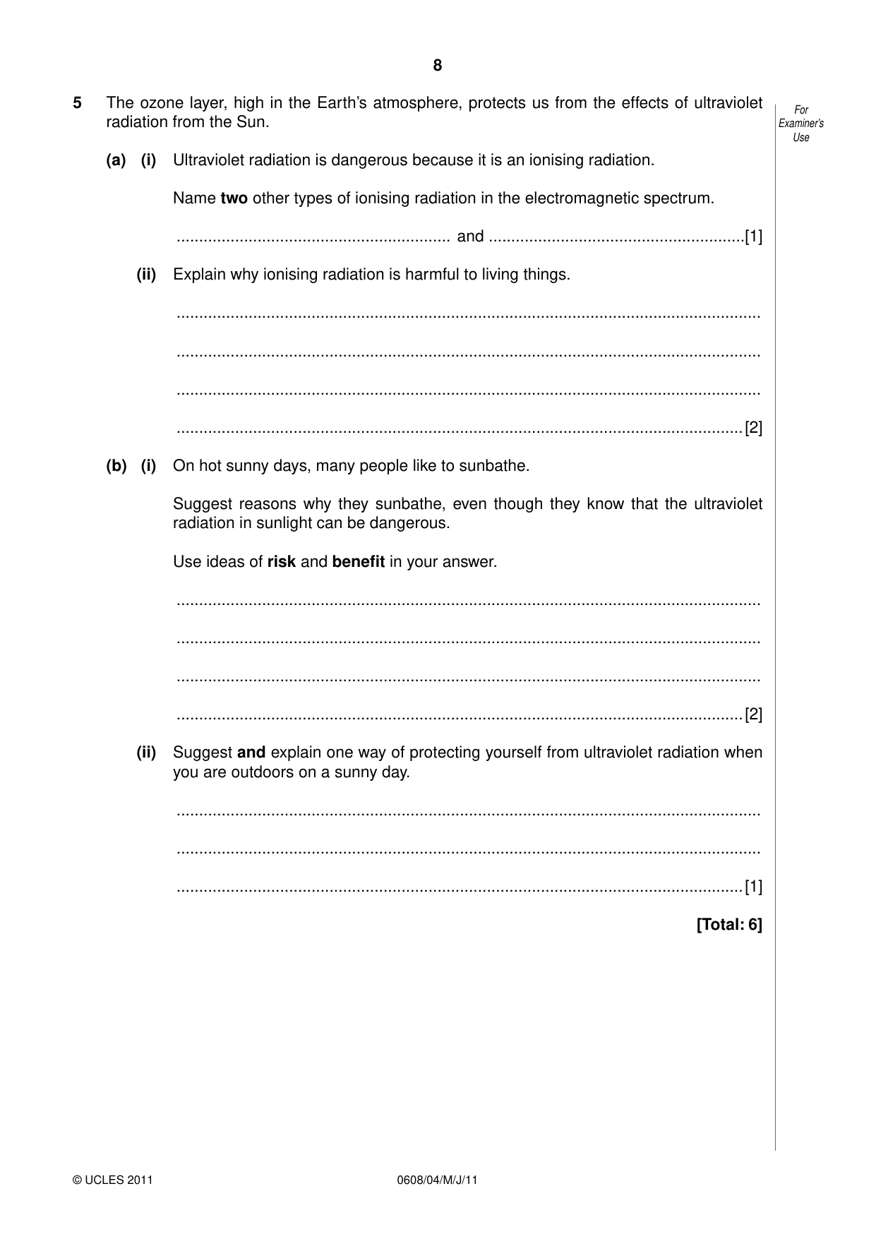 Cambridge IGCSE Twenty-First Century Science 0608 2011 May/June Paper 4 · Variant 1 question paper, page 8 of 16