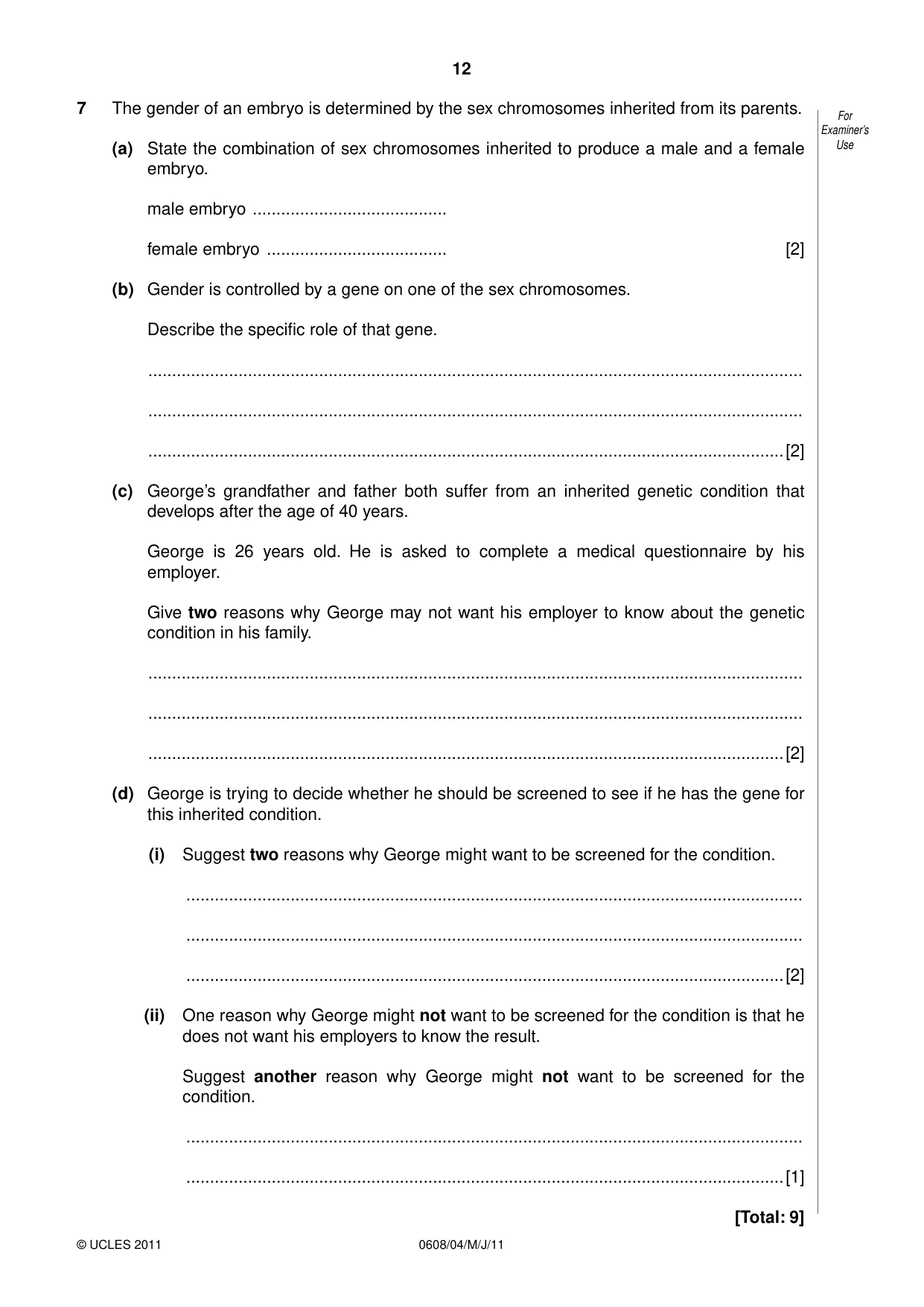 Cambridge IGCSE Twenty-First Century Science 0608 2011 May/June Paper 4 · Variant 1 question paper, page 12 of 16