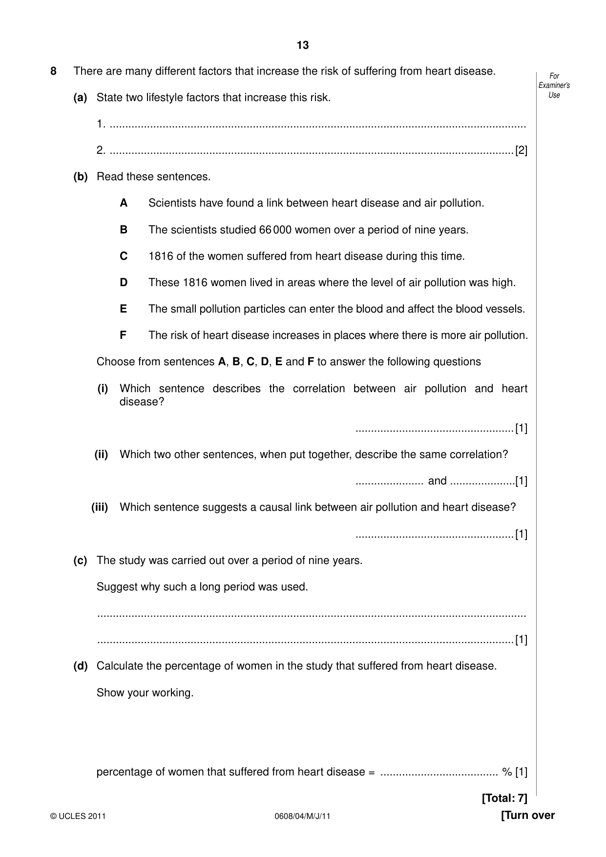 Cambridge IGCSE Twenty-First Century Science 0608 2011 May/June Paper 4 · Variant 1 question paper, page 13 of 16