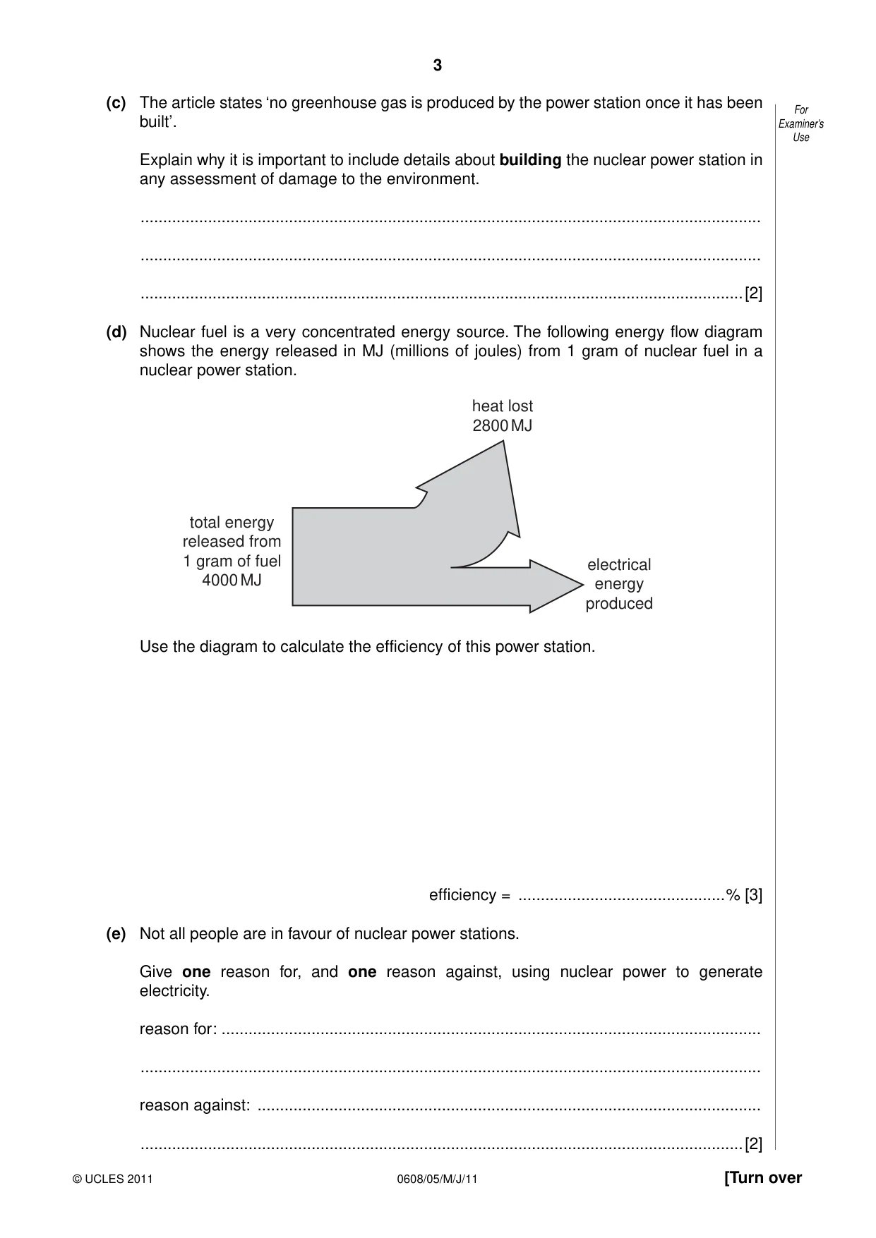 Cambridge IGCSE Twenty-First Century Science 0608 2011 May/June Paper 5 · Variant 1 question paper, page 3 of 16