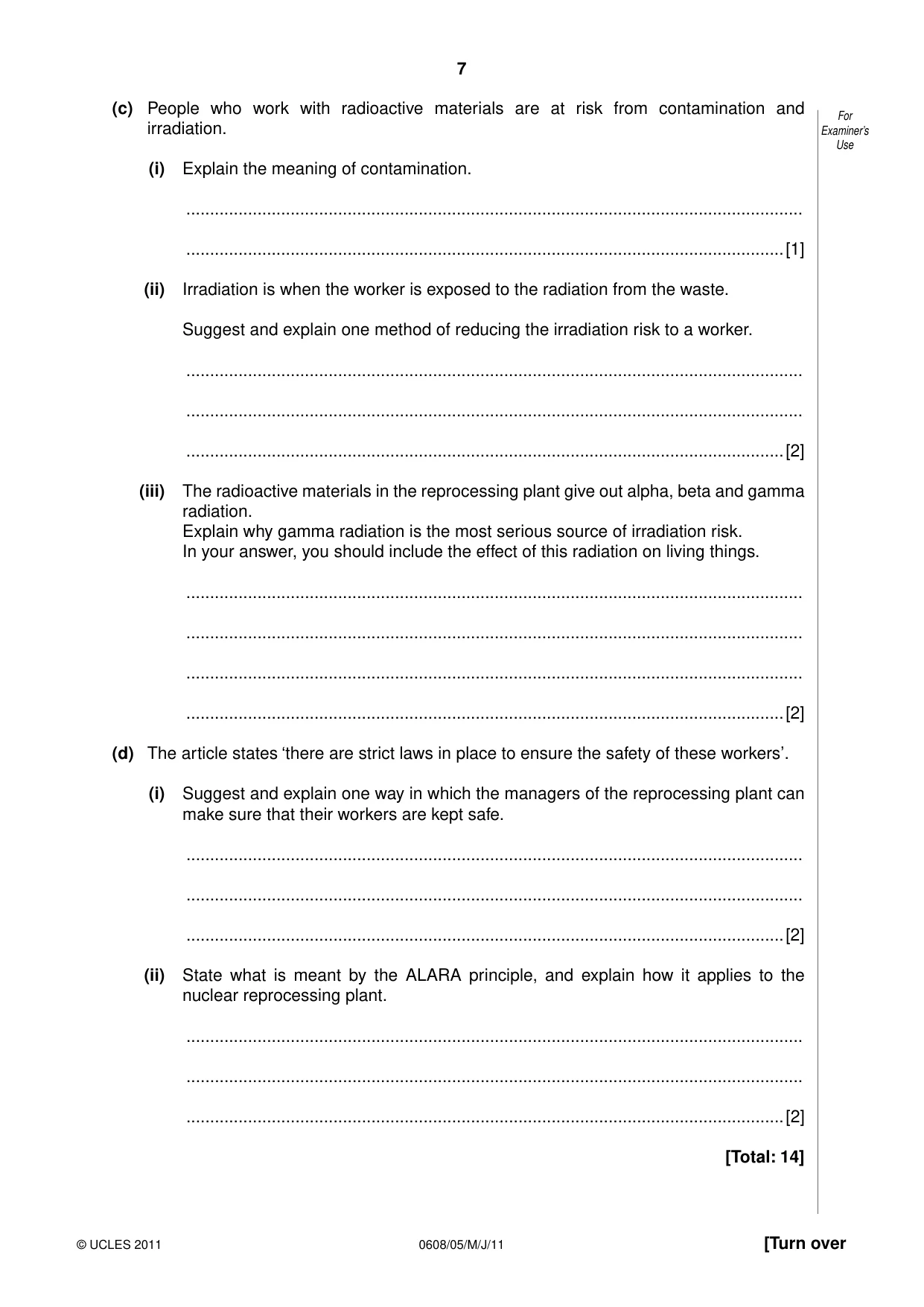 Cambridge IGCSE Twenty-First Century Science 0608 2011 May/June Paper 5 · Variant 1 question paper, page 7 of 16