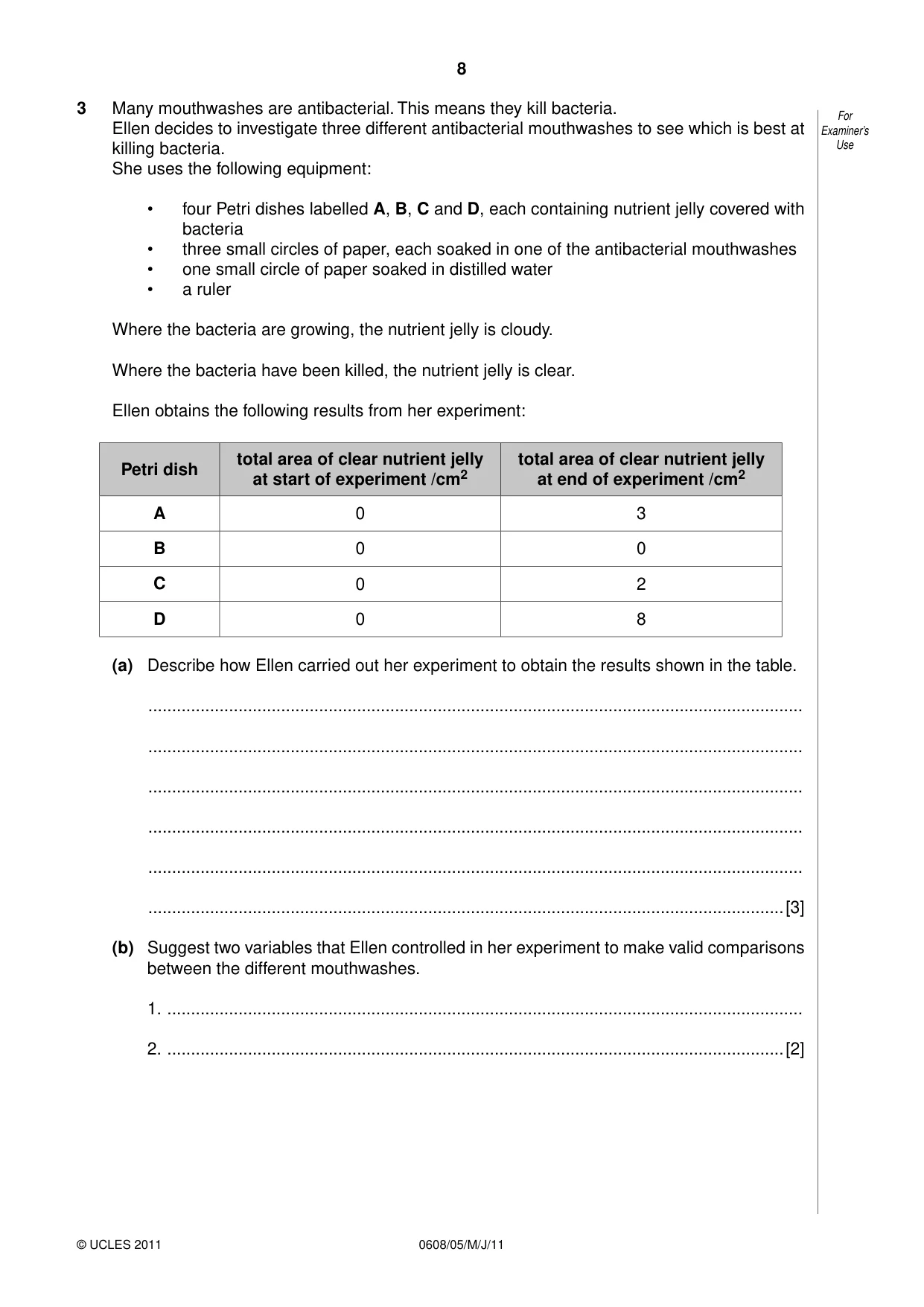 Cambridge IGCSE Twenty-First Century Science 0608 2011 May/June Paper 5 · Variant 1 question paper, page 8 of 16