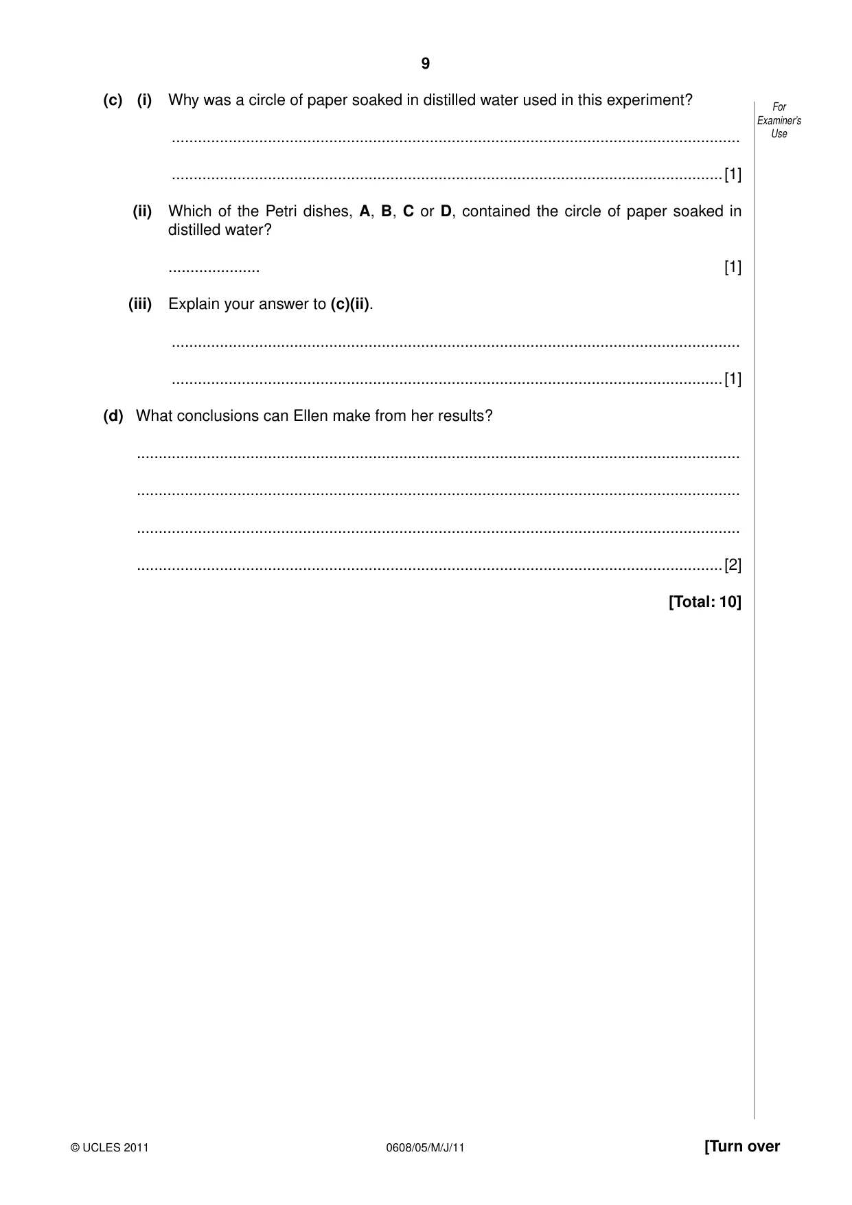 Cambridge IGCSE Twenty-First Century Science 0608 2011 May/June Paper 5 · Variant 1 question paper, page 9 of 16