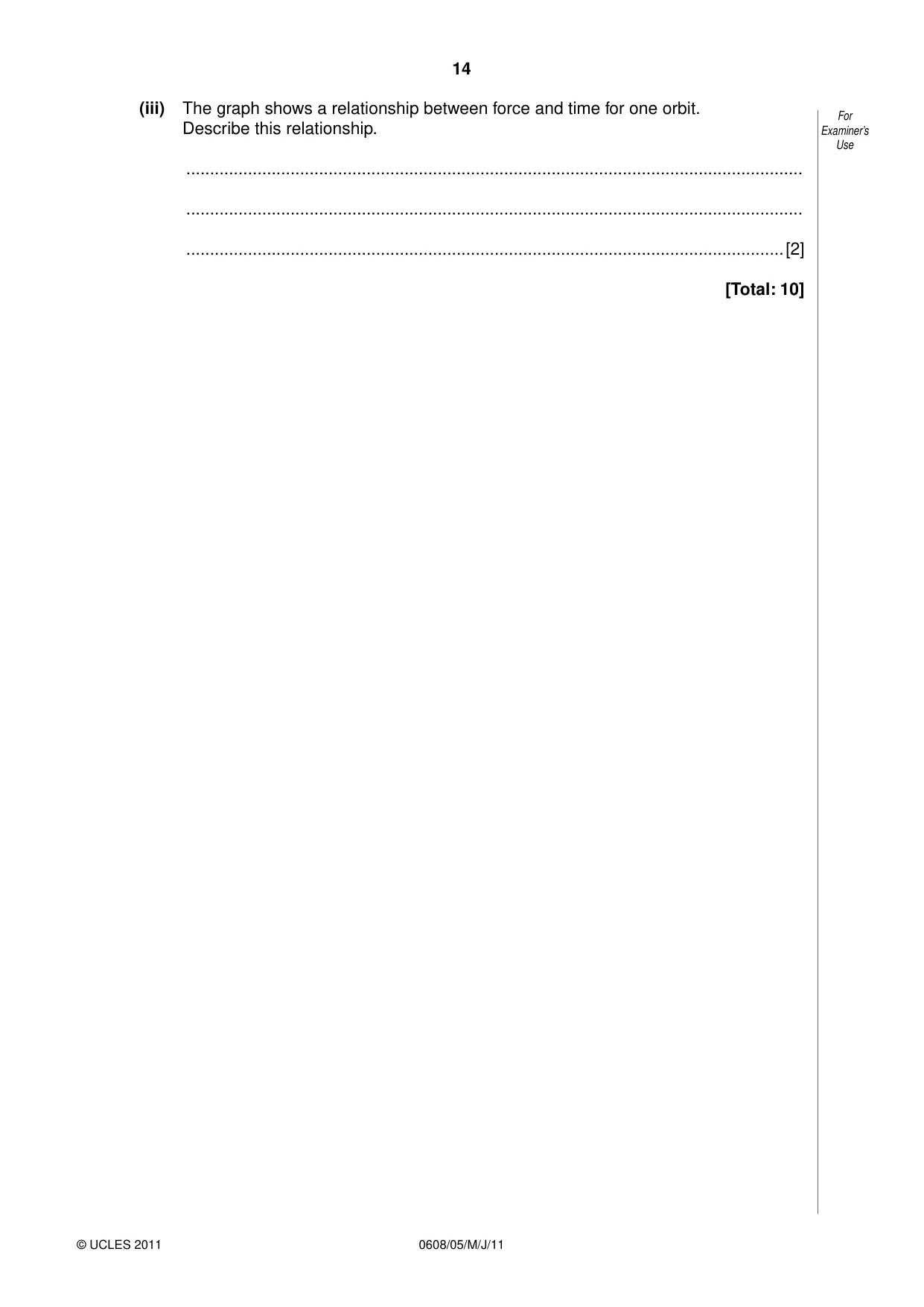 Cambridge IGCSE Twenty-First Century Science 0608 2011 May/June Paper 5 · Variant 1 question paper, page 14 of 16