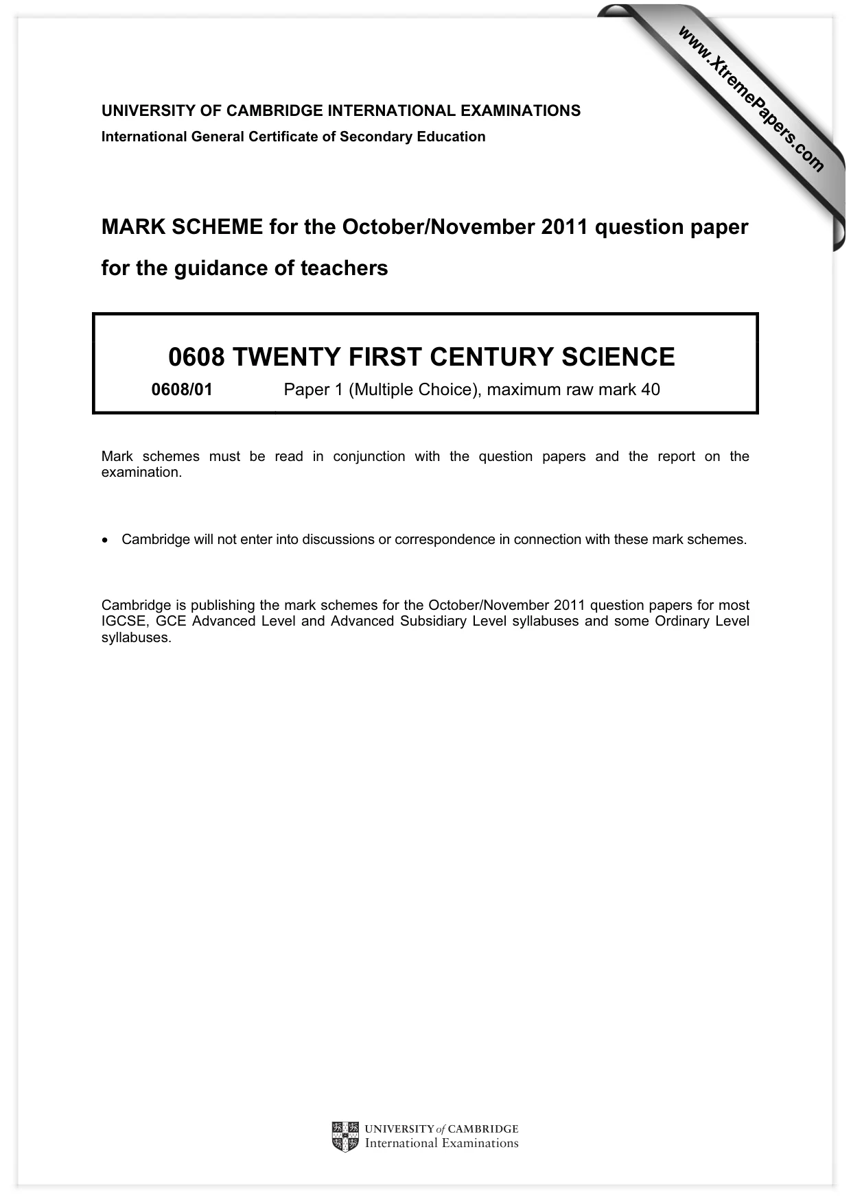 Mark scheme, page 1 of 2
