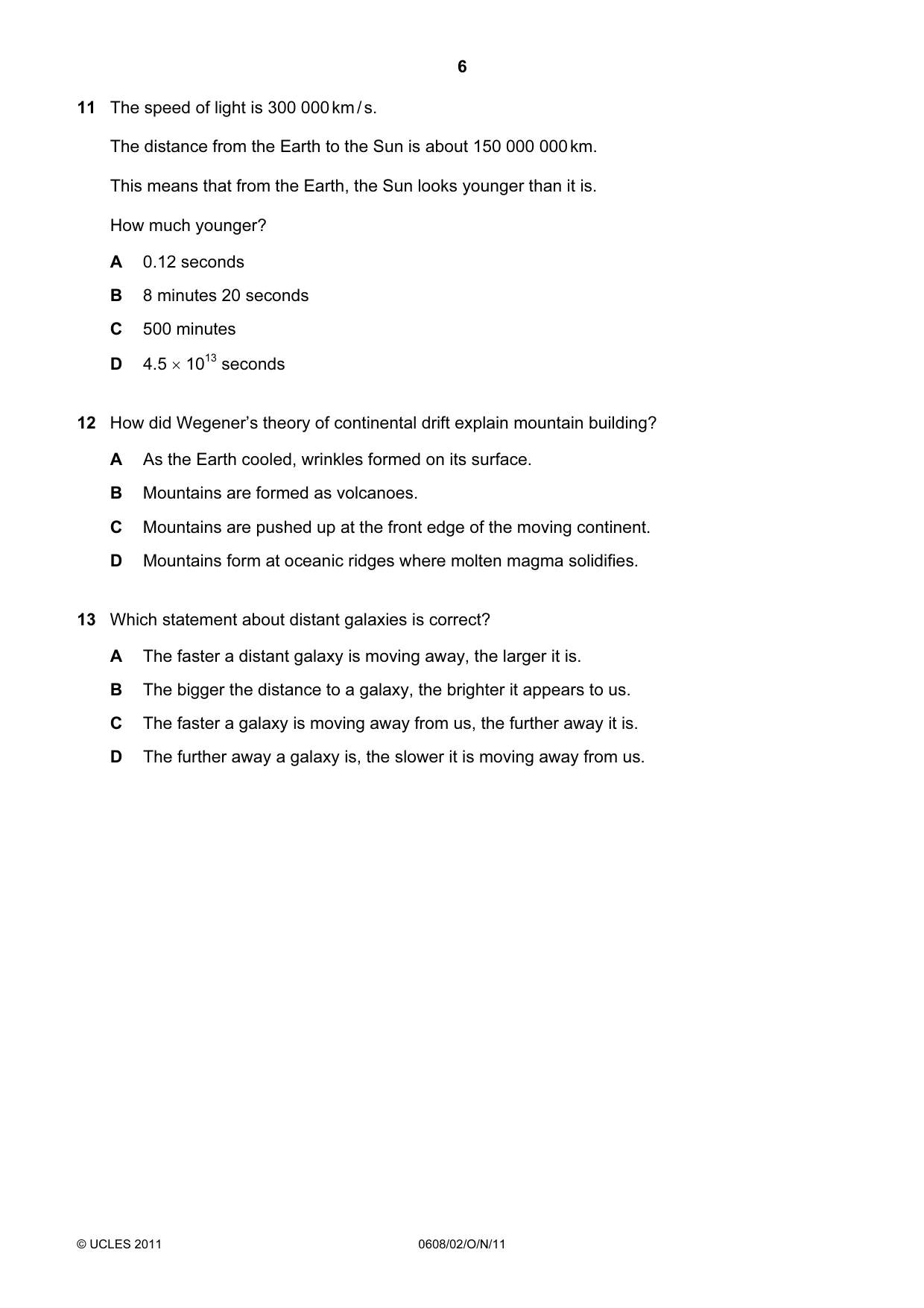 Cambridge IGCSE Twenty-First Century Science 0608 2011 Oct/Nov Paper 2 · Variant 1 question paper, page 6 of 16