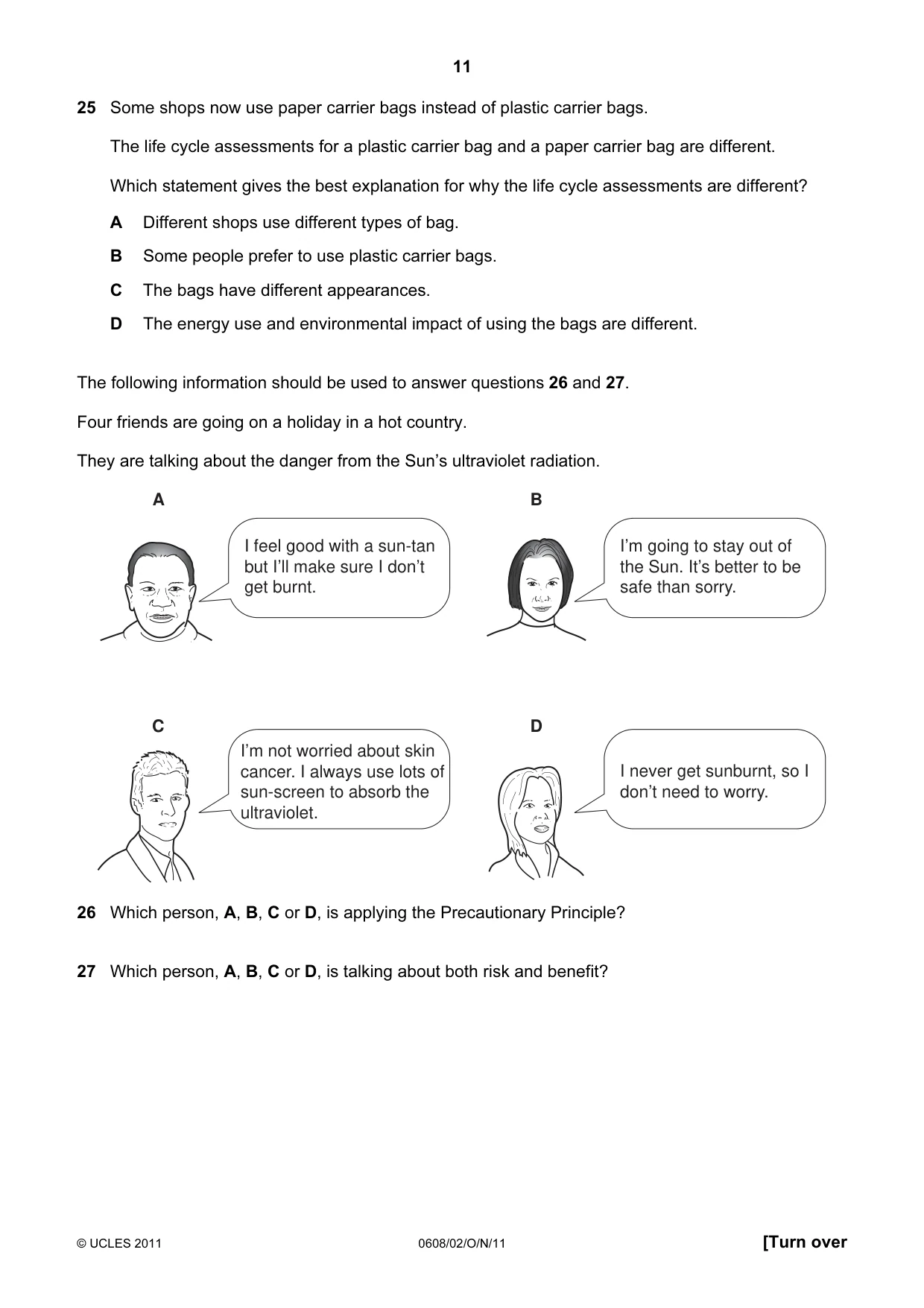 Cambridge IGCSE Twenty-First Century Science 0608 2011 Oct/Nov Paper 2 · Variant 1 question paper, page 11 of 16