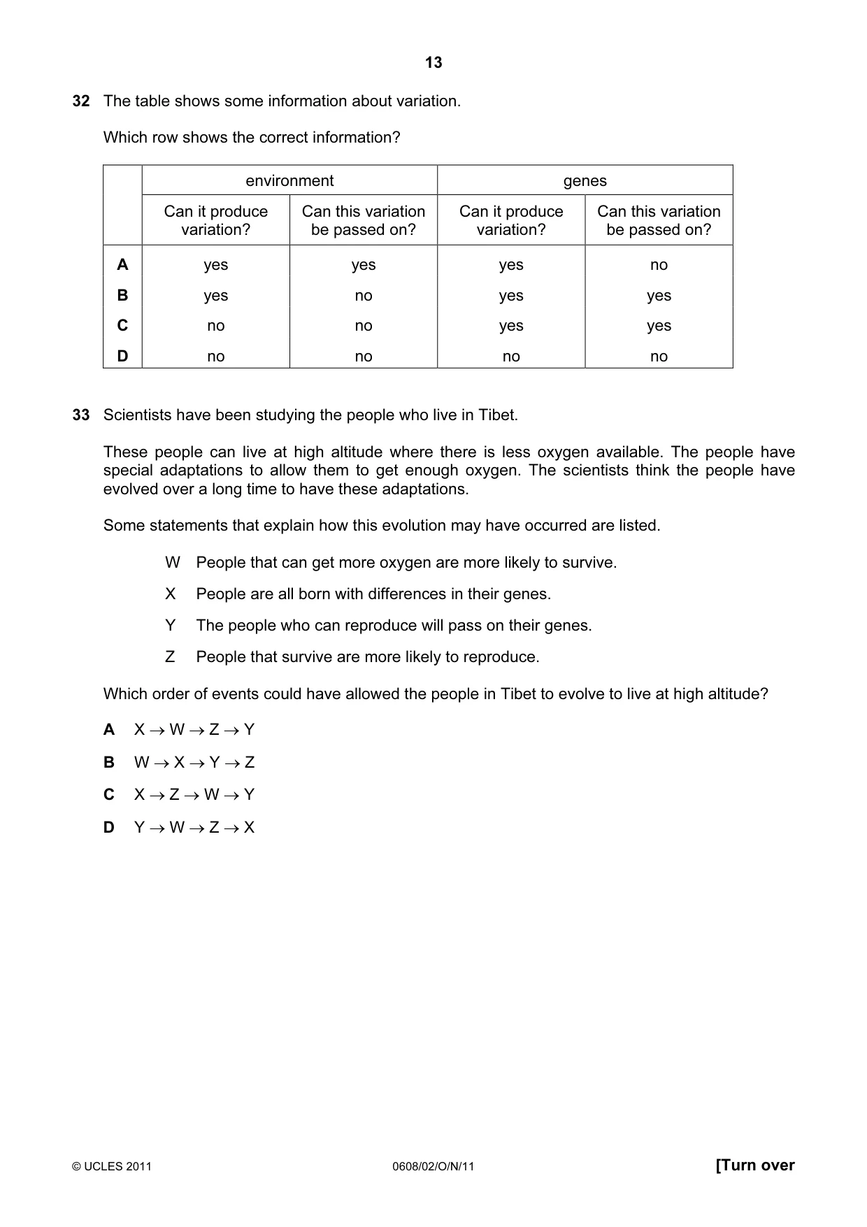 Cambridge IGCSE Twenty-First Century Science 0608 2011 Oct/Nov Paper 2 · Variant 1 question paper, page 13 of 16