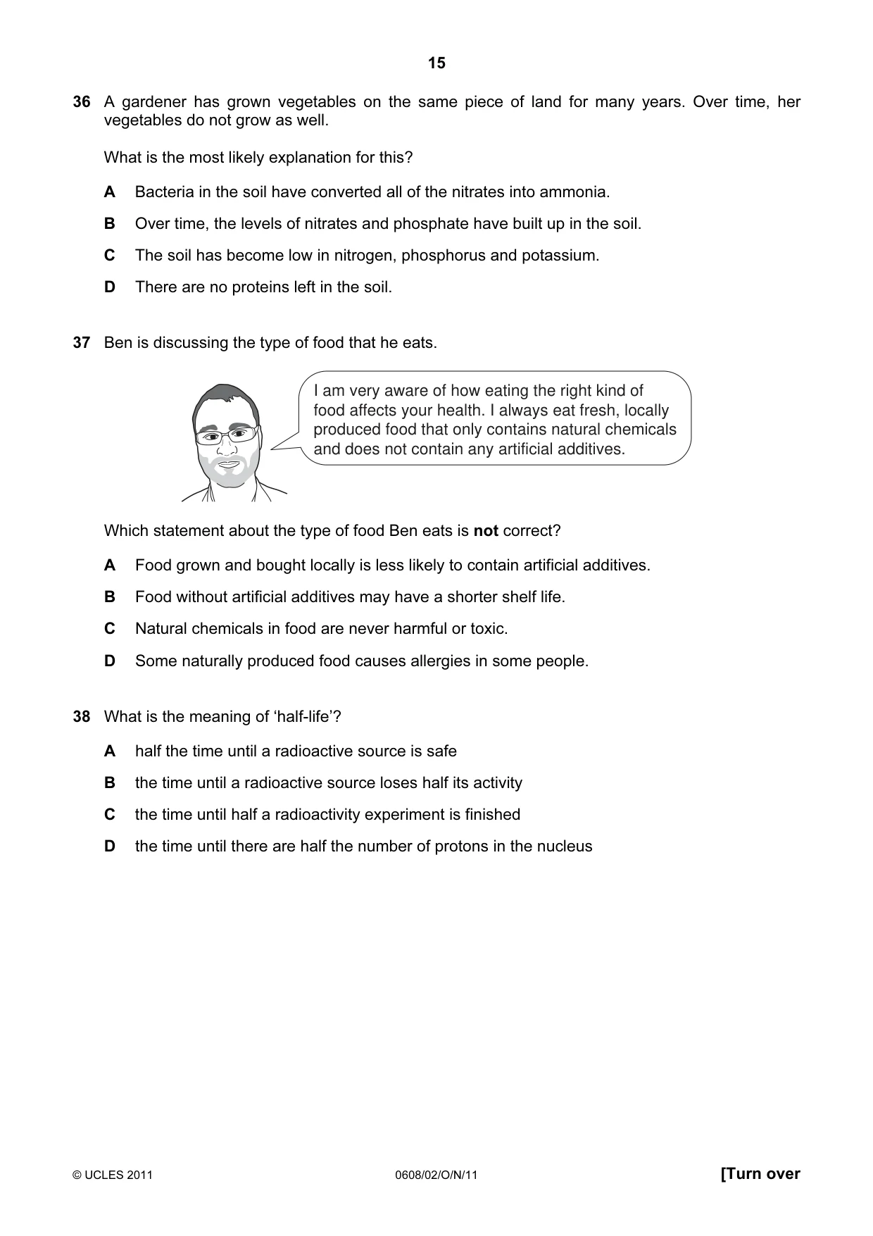 Cambridge IGCSE Twenty-First Century Science 0608 2011 Oct/Nov Paper 2 · Variant 1 question paper, page 15 of 16