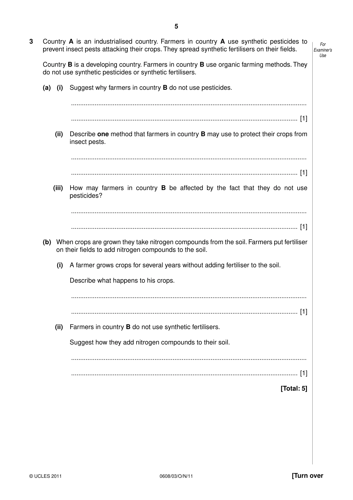 Cambridge IGCSE Twenty-First Century Science 0608 2011 Oct/Nov Paper 3 · Variant 1 question paper, page 5 of 16