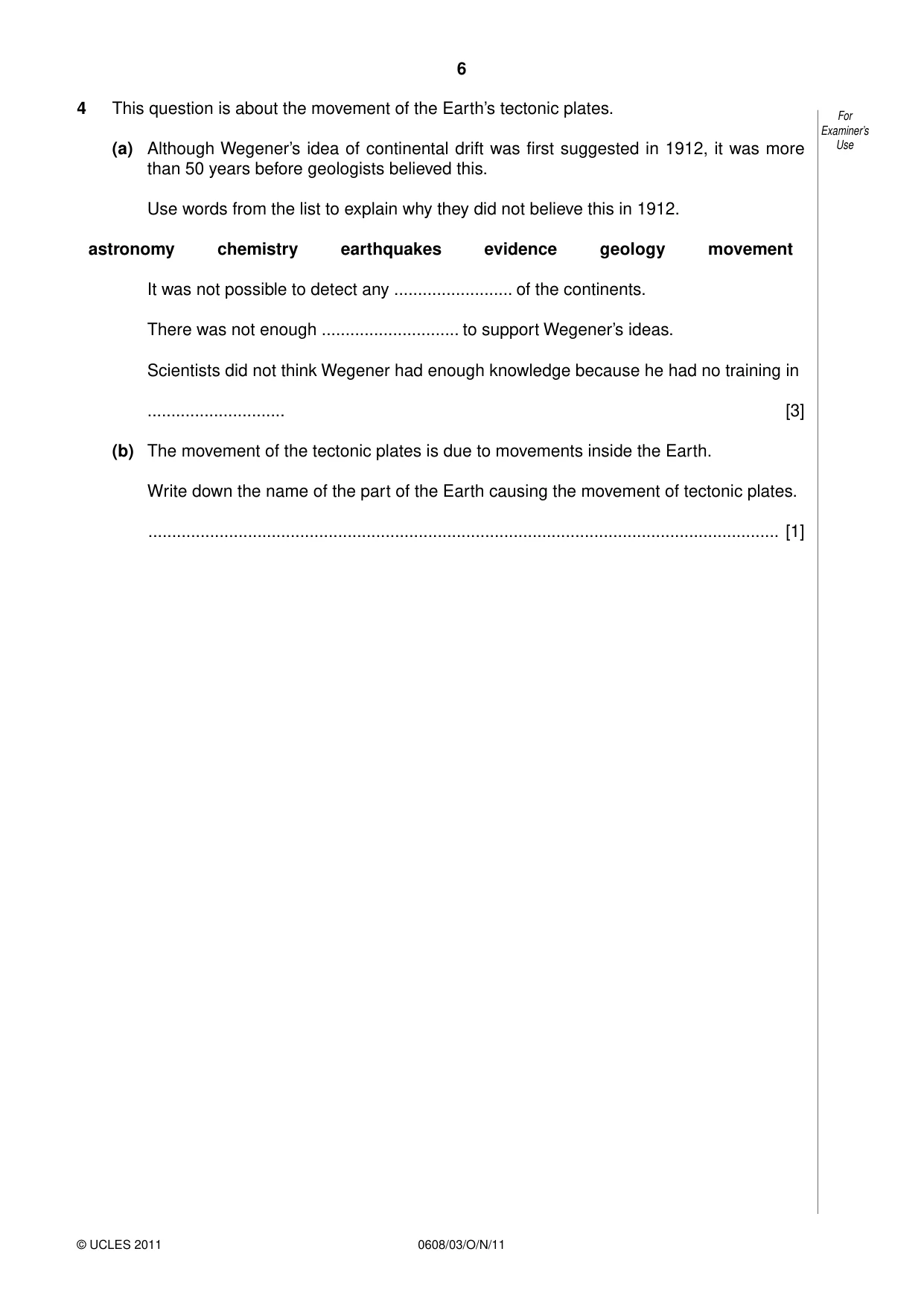 Cambridge IGCSE Twenty-First Century Science 0608 2011 Oct/Nov Paper 3 · Variant 1 question paper, page 6 of 16