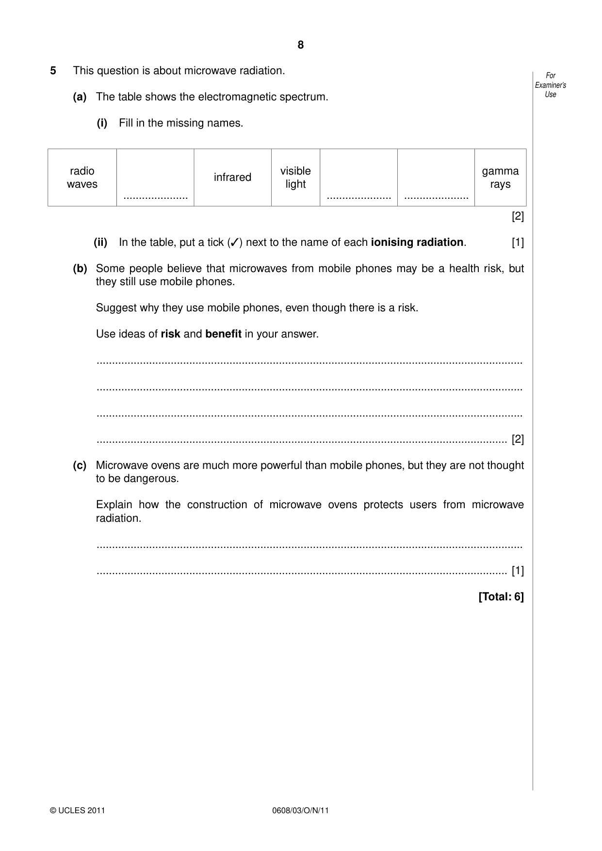Cambridge IGCSE Twenty-First Century Science 0608 2011 Oct/Nov Paper 3 · Variant 1 question paper, page 8 of 16