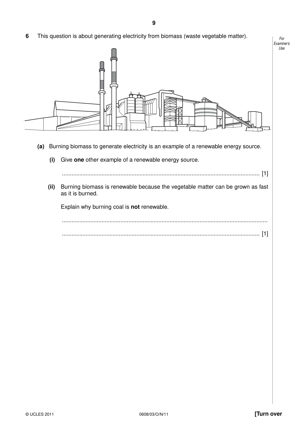 Cambridge IGCSE Twenty-First Century Science 0608 2011 Oct/Nov Paper 3 · Variant 1 question paper, page 9 of 16