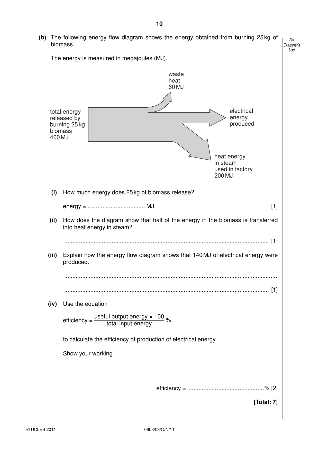 Cambridge IGCSE Twenty-First Century Science 0608 2011 Oct/Nov Paper 3 · Variant 1 question paper, page 10 of 16