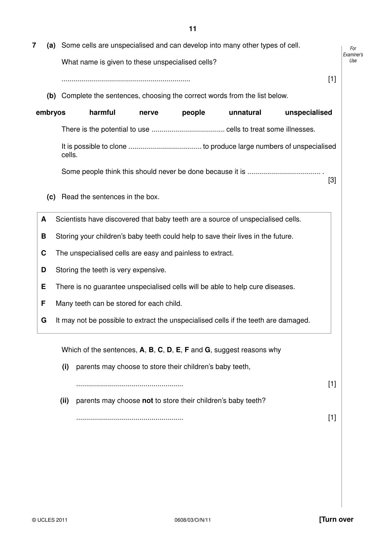 Cambridge IGCSE Twenty-First Century Science 0608 2011 Oct/Nov Paper 3 · Variant 1 question paper, page 11 of 16