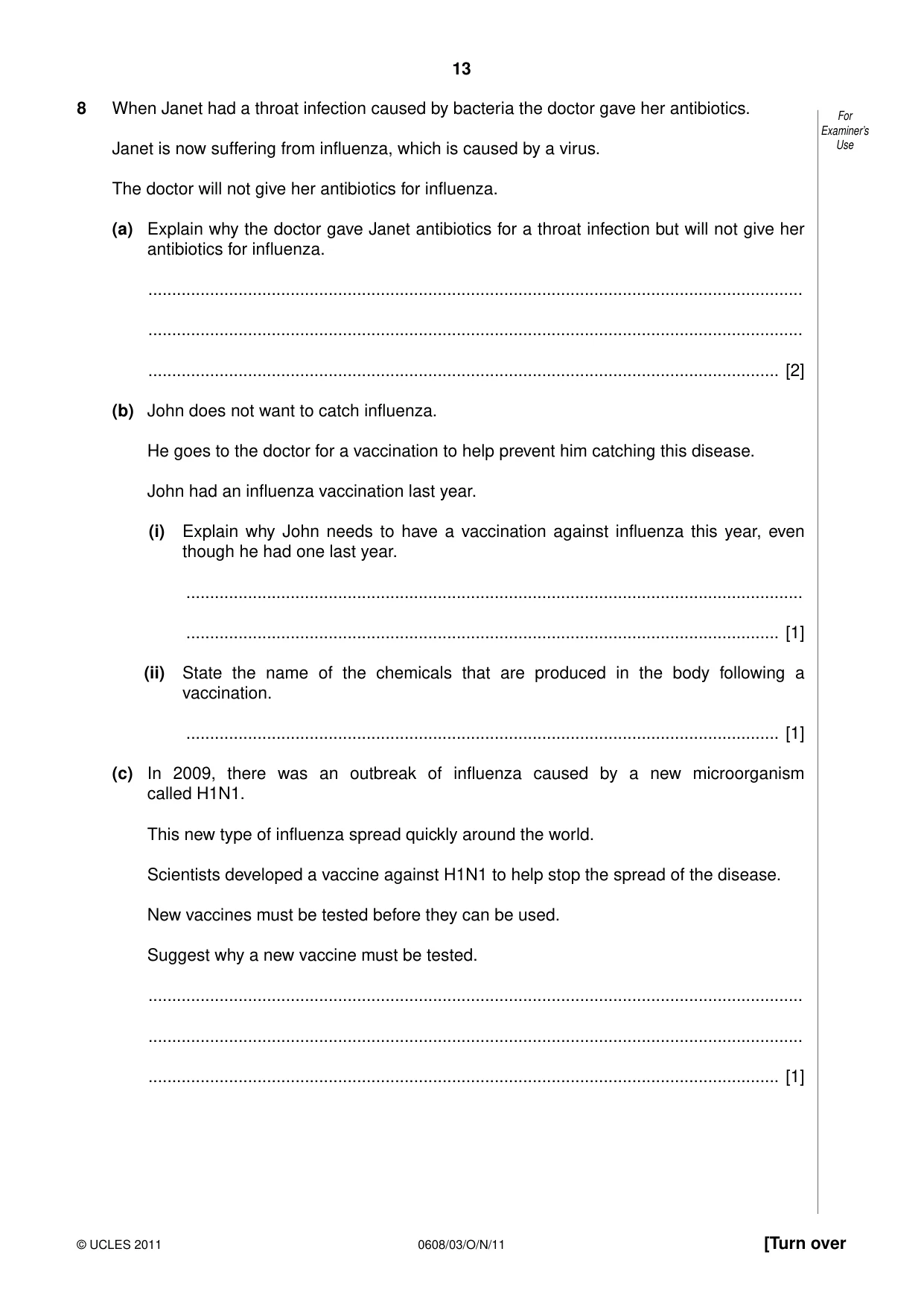 Cambridge IGCSE Twenty-First Century Science 0608 2011 Oct/Nov Paper 3 · Variant 1 question paper, page 13 of 16