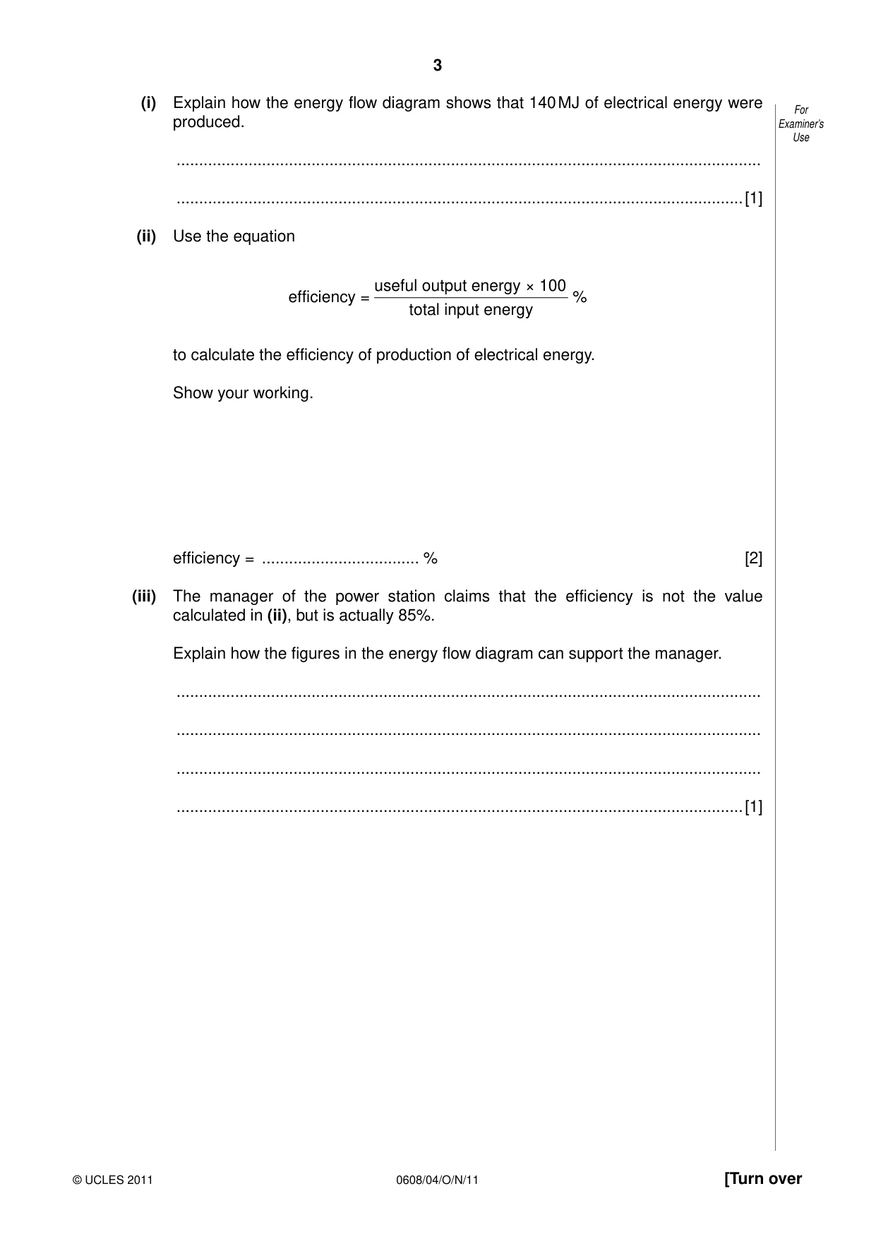 Cambridge IGCSE Twenty-First Century Science 0608 2011 Oct/Nov Paper 4 · Variant 1 question paper, page 3 of 16