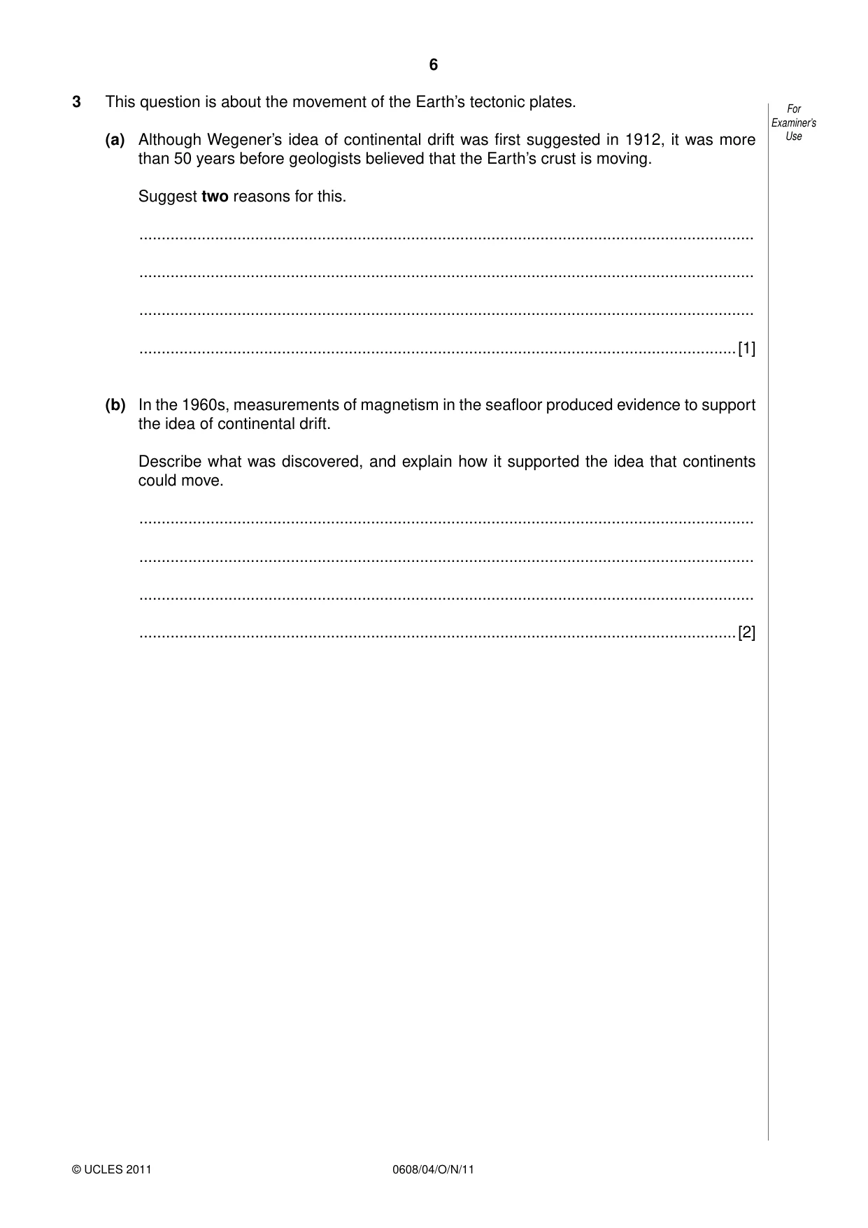 Cambridge IGCSE Twenty-First Century Science 0608 2011 Oct/Nov Paper 4 · Variant 1 question paper, page 6 of 16