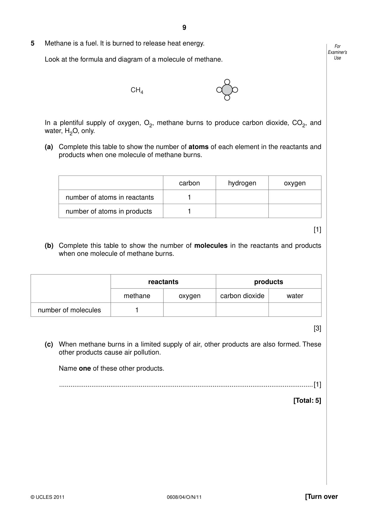 Cambridge IGCSE Twenty-First Century Science 0608 2011 Oct/Nov Paper 4 · Variant 1 question paper, page 9 of 16