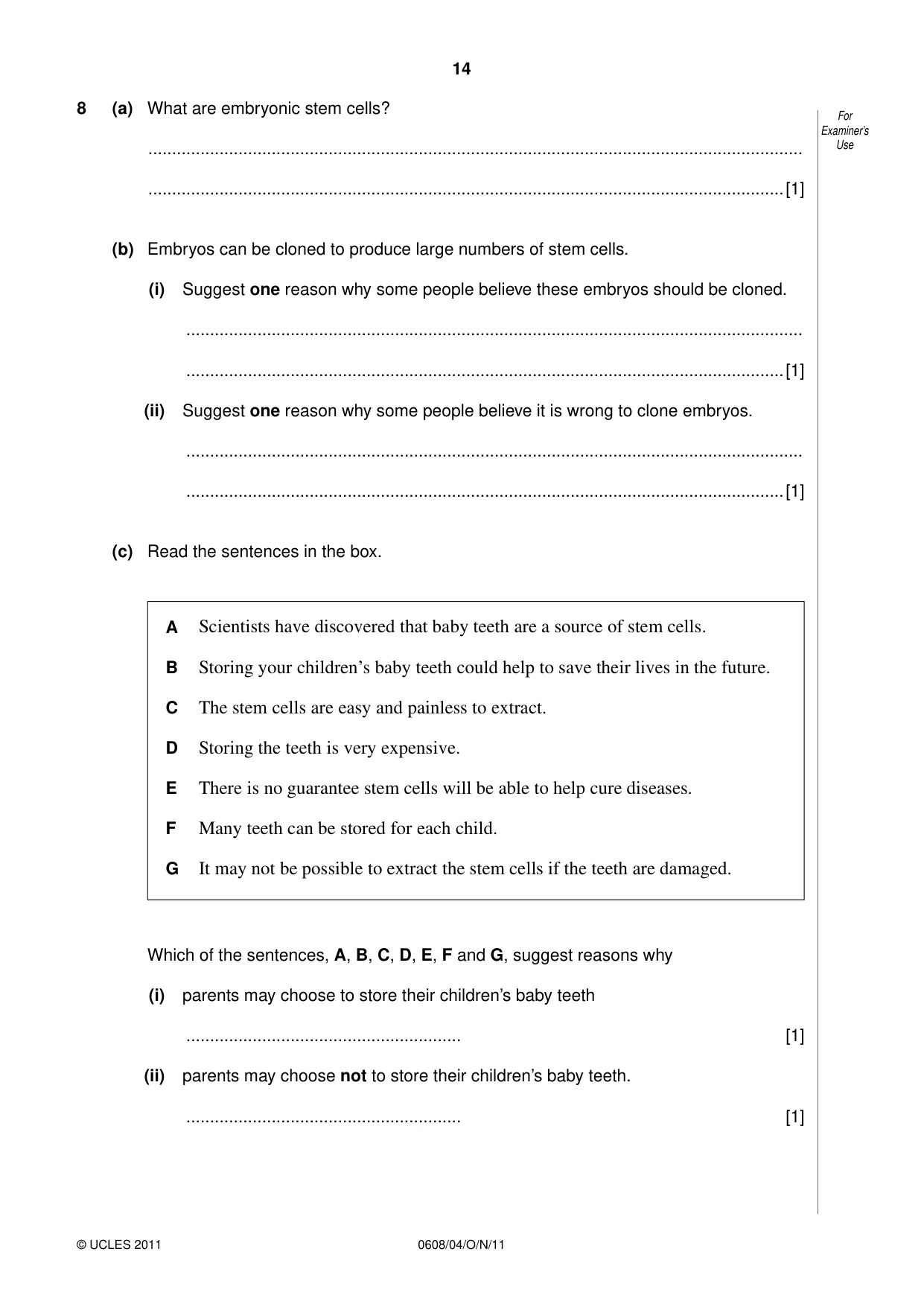 Cambridge IGCSE Twenty-First Century Science 0608 2011 Oct/Nov Paper 4 · Variant 1 question paper, page 14 of 16