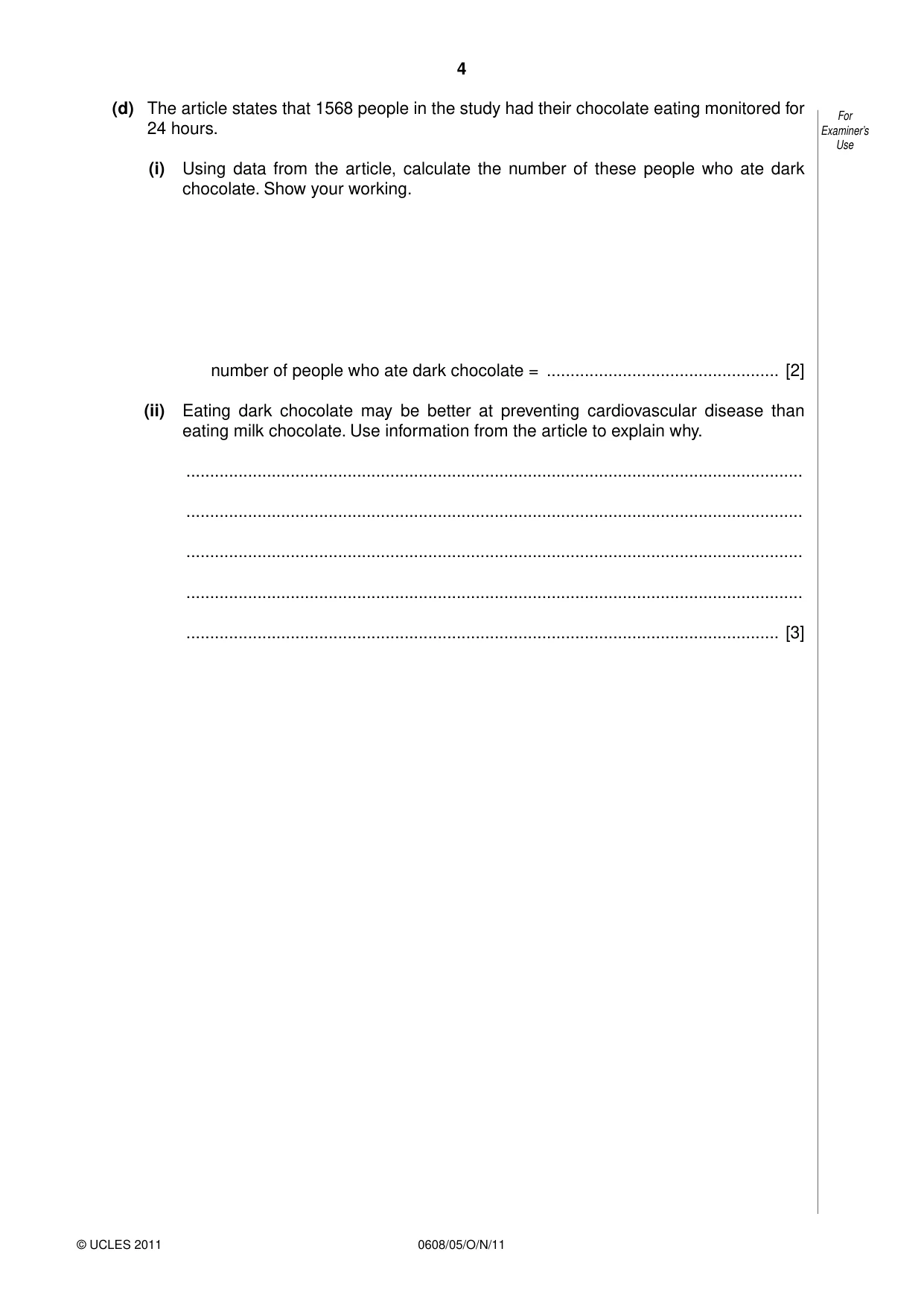 Cambridge IGCSE Twenty-First Century Science 0608 2011 Oct/Nov Paper 5 · Variant 1 question paper, page 4 of 16