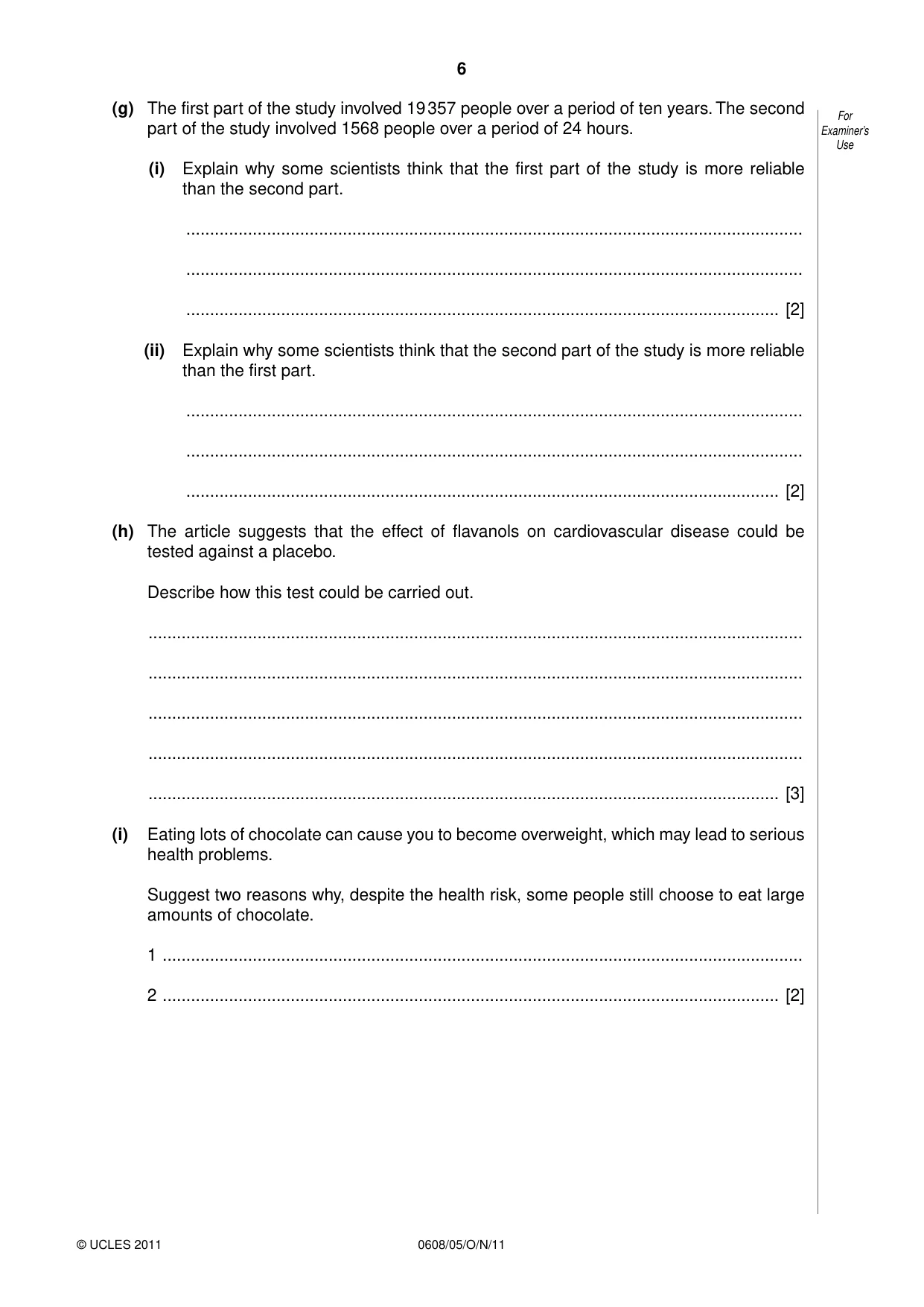 Cambridge IGCSE Twenty-First Century Science 0608 2011 Oct/Nov Paper 5 · Variant 1 question paper, page 6 of 16