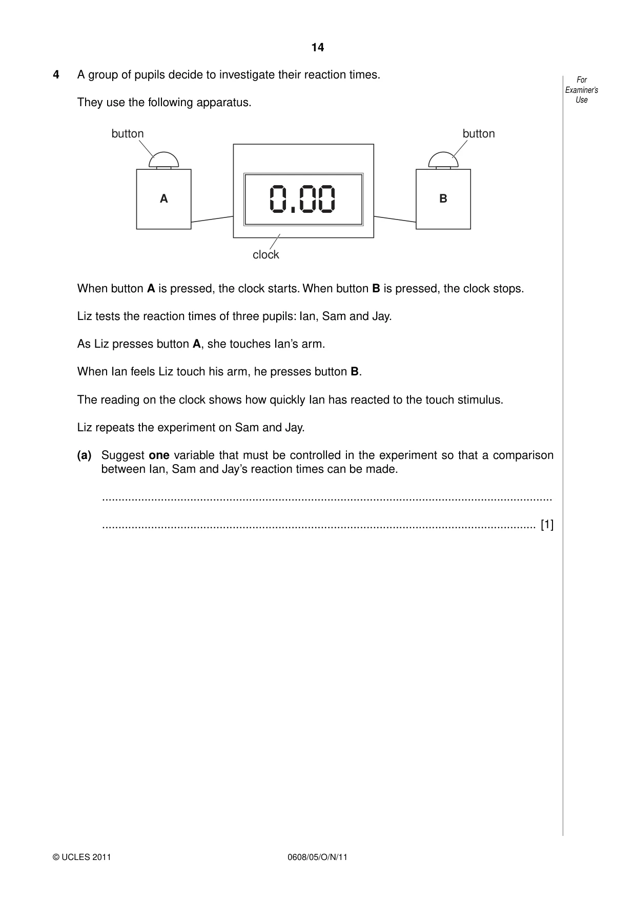 Cambridge IGCSE Twenty-First Century Science 0608 2011 Oct/Nov Paper 5 · Variant 1 question paper, page 14 of 16